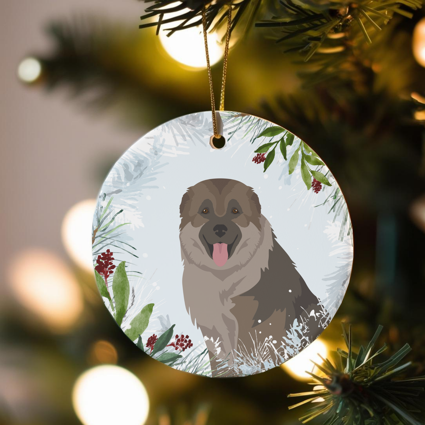 Caucasian Shepherd Dog Ceramic Christmas Ornaments