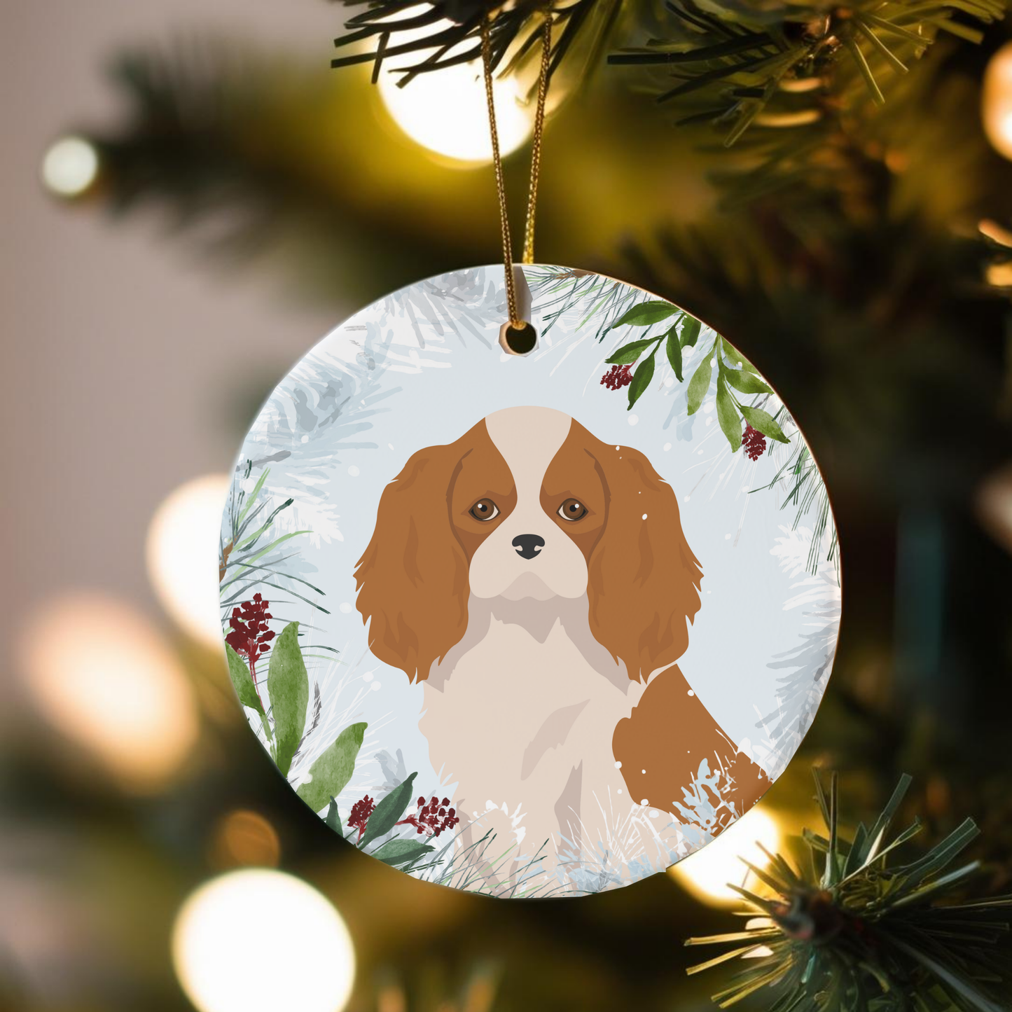 Cavalier KIngs Charles Spaniel Dog Ceramic Christmas Ornaments