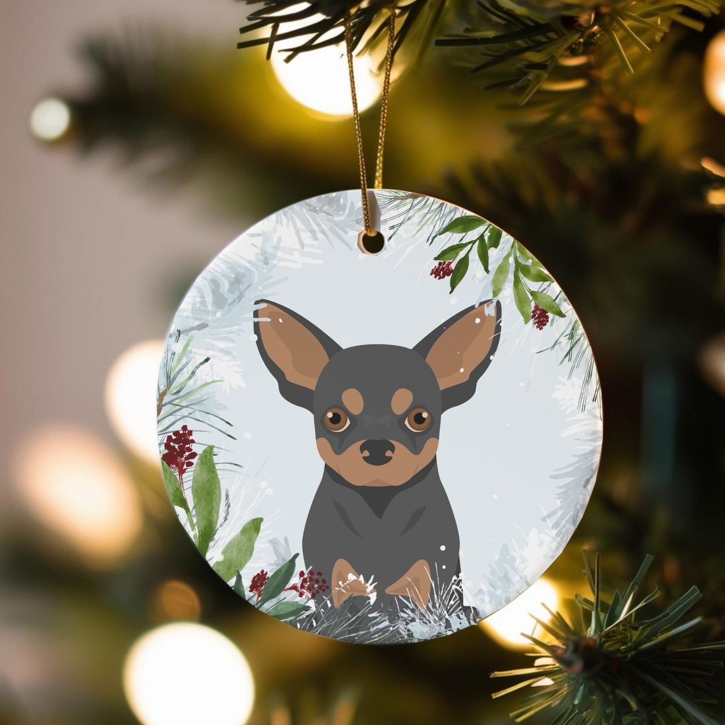 Chihuahua Dog Ceramic Christmas Ornaments