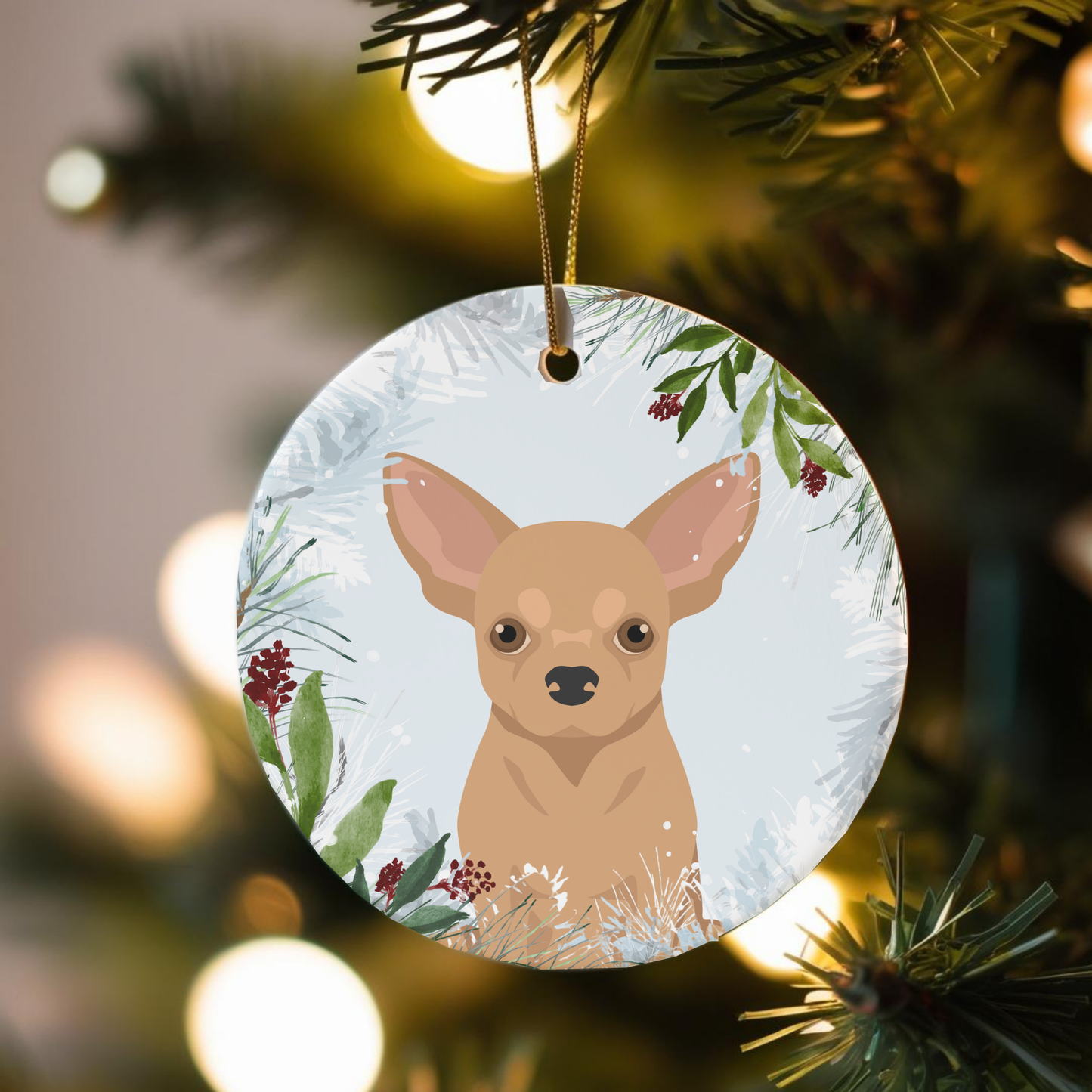 Chihuahua Dog Ceramic Christmas Ornaments