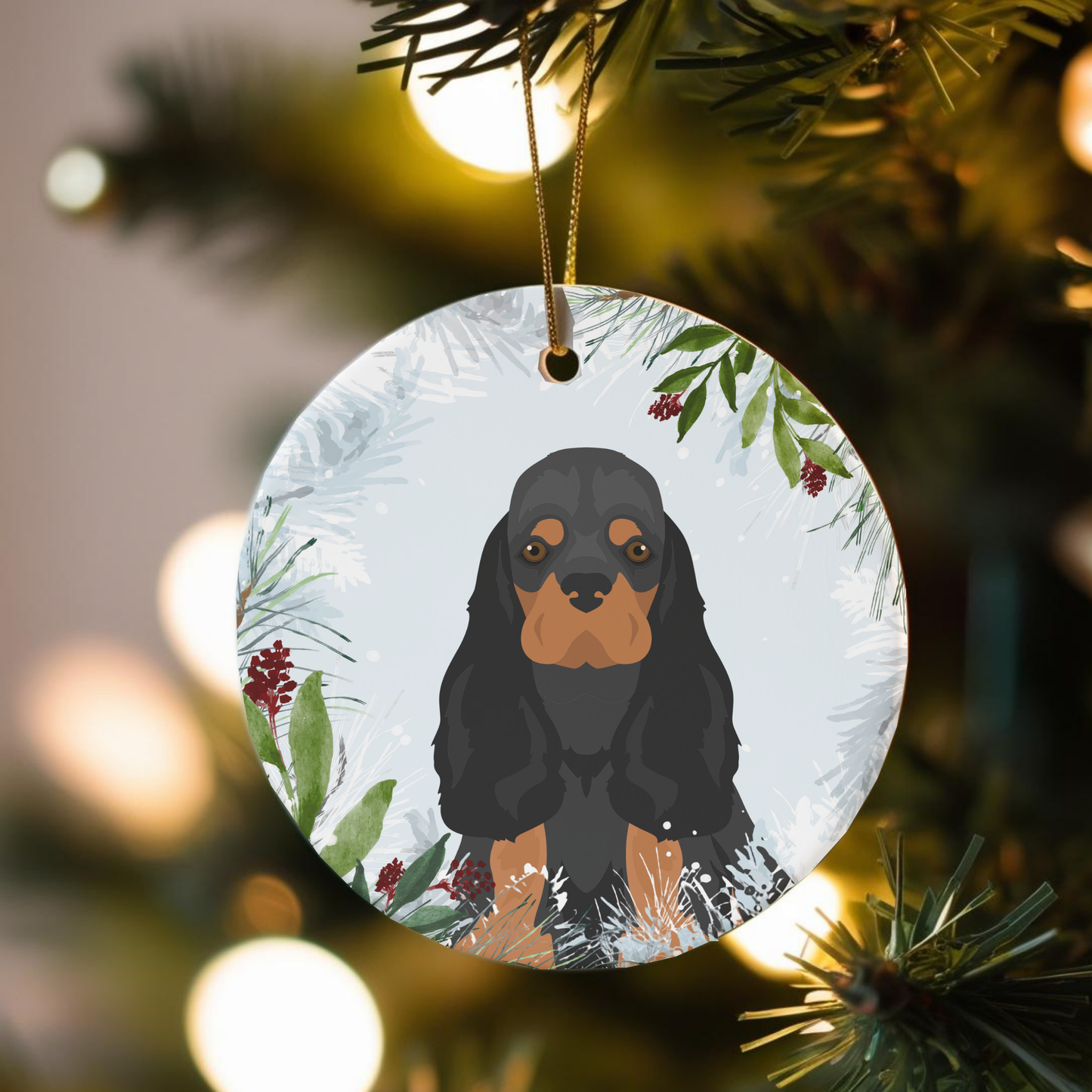 Cocker Spaniel Dog Ceramic Christmas Ornaments
