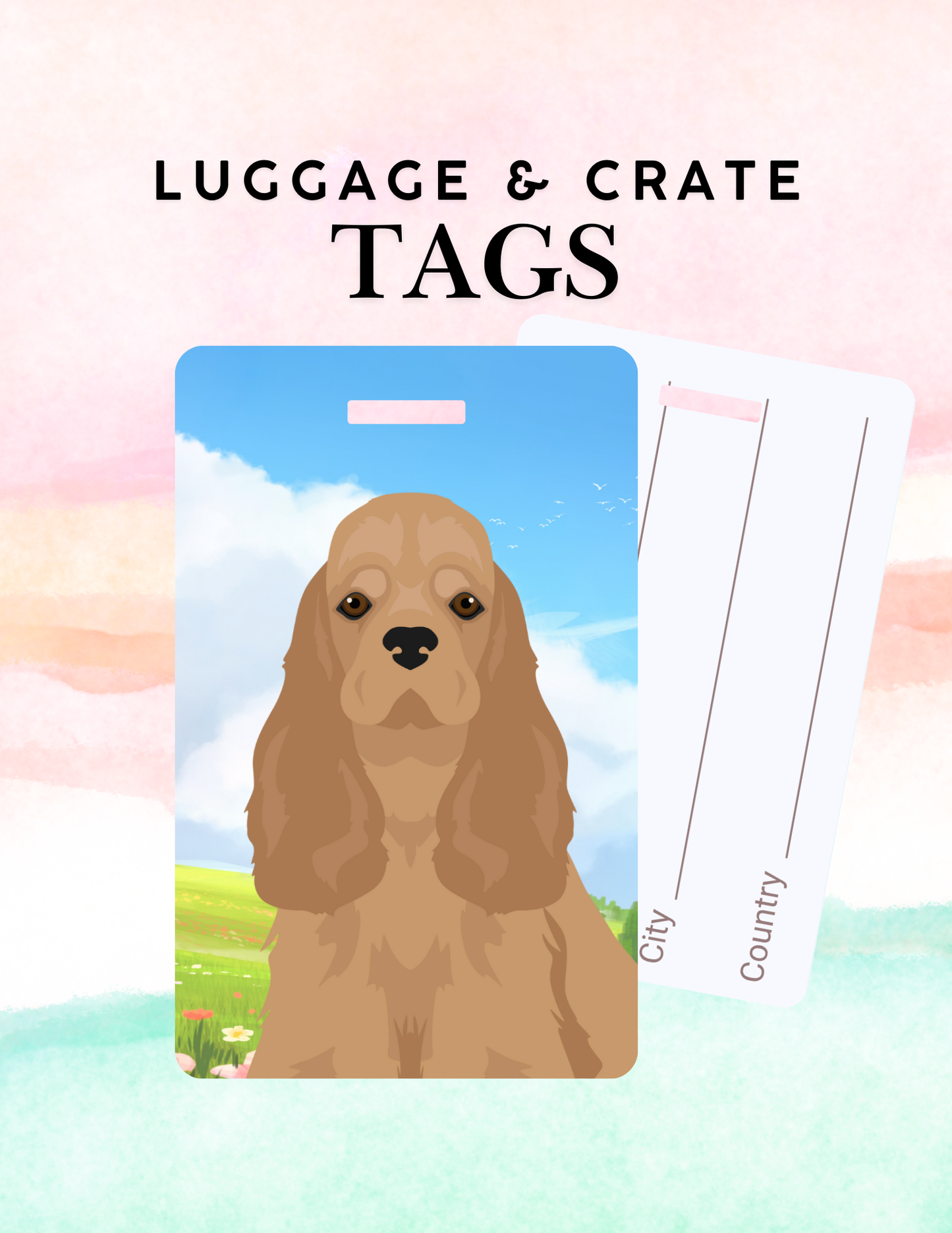 Cocker Spaniel Dog Metal Luggage/ Crate Tag