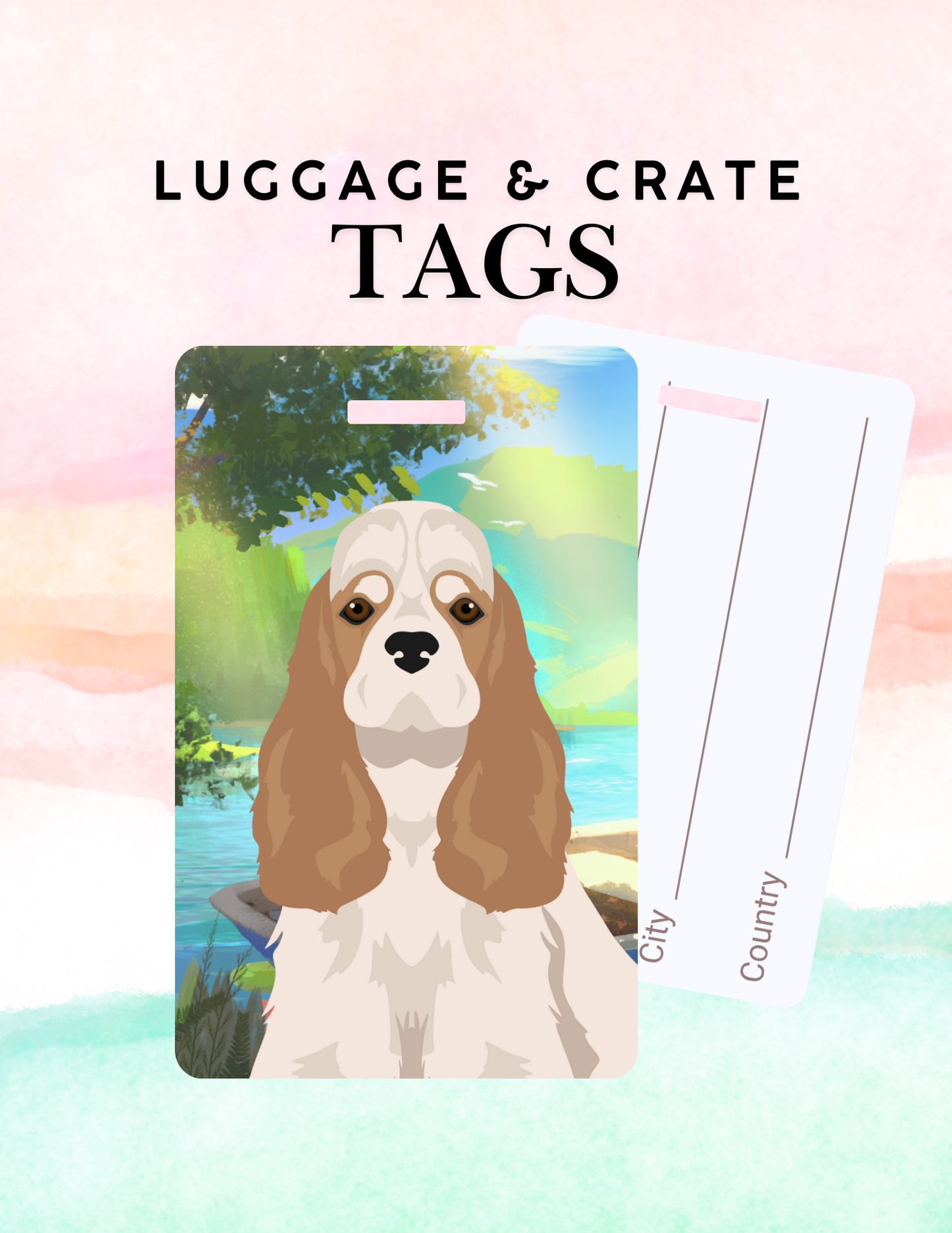 Cocker Spaniel Dog Metal Luggage/ Crate Tag