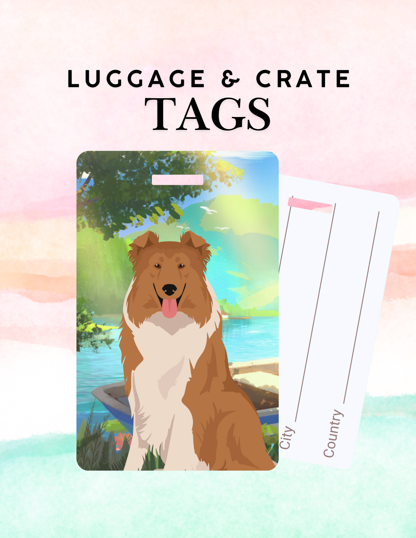 Collie Dog Metal Luggage/ Crate Tag