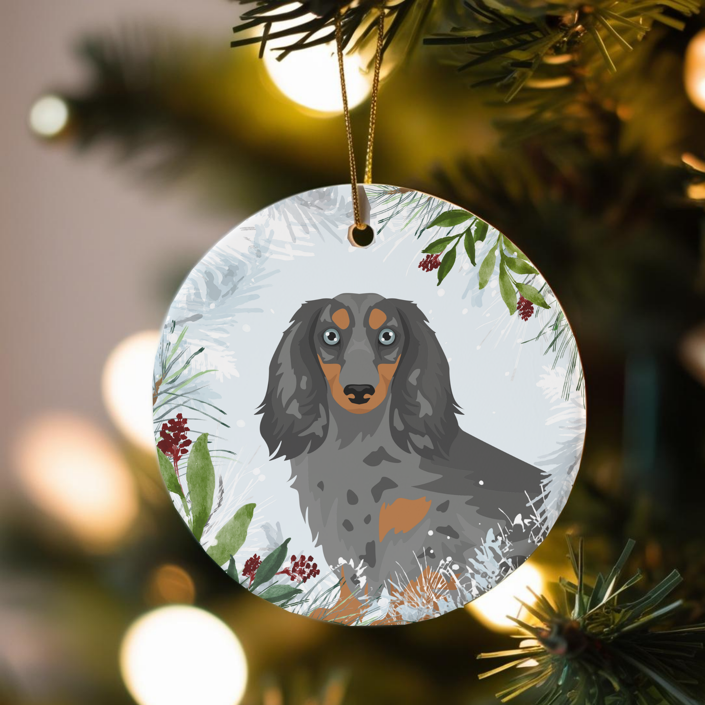 Dachshund Dog Ceramic Christmas Ornaments