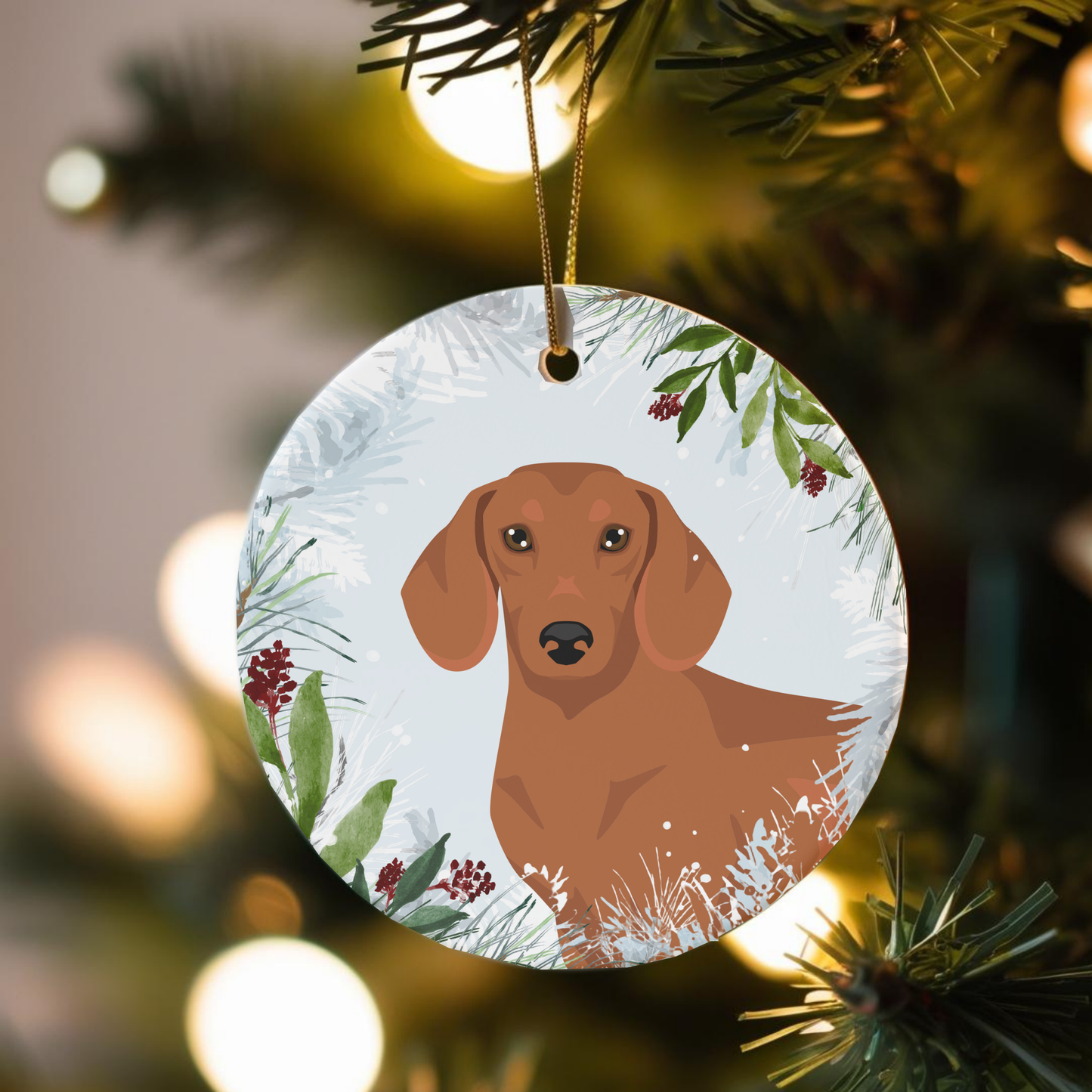 Dachshund Dog Ceramic Christmas Ornaments