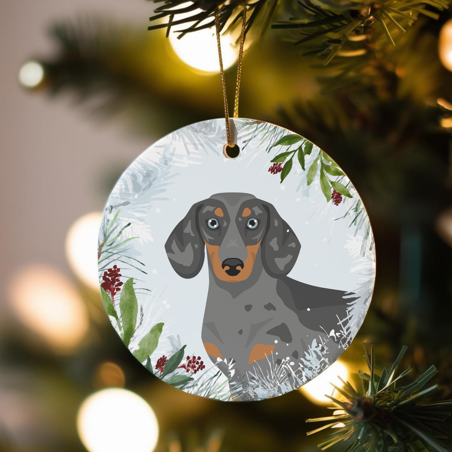 Dachshund Dog Ceramic Christmas Ornaments