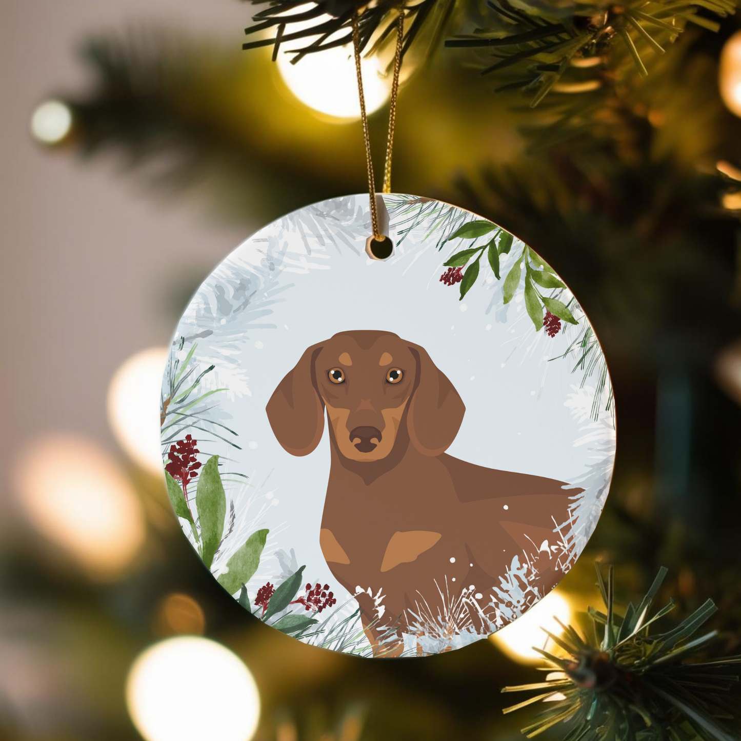 Dachshund Dog Ceramic Christmas Ornaments
