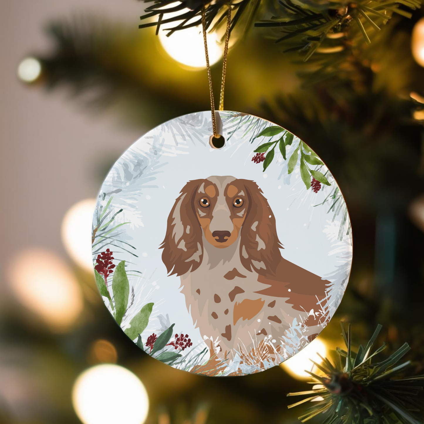 Dachshund Dog Ceramic Christmas Ornaments