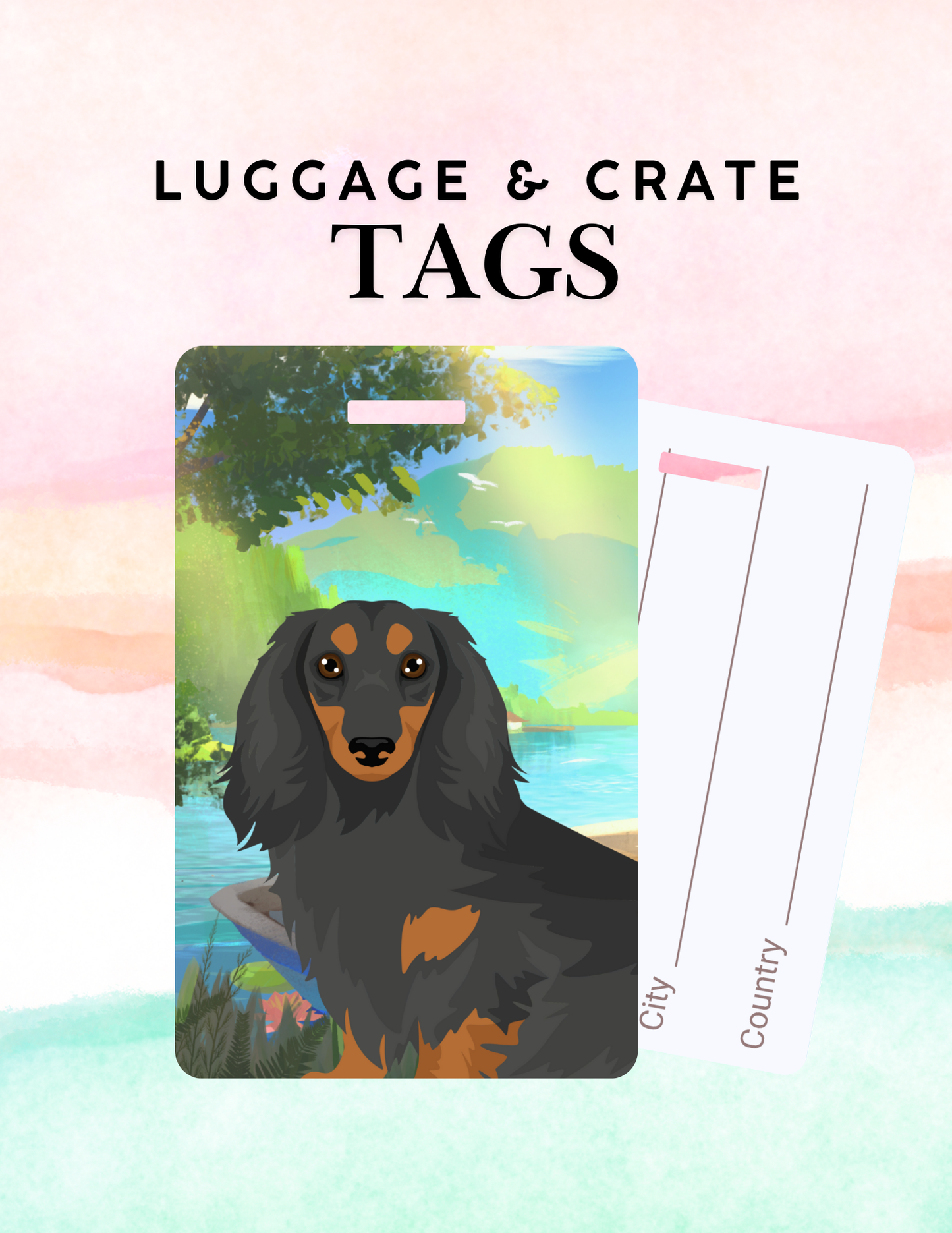 Dachshund Dog Metal Luggage/ Crate Tag