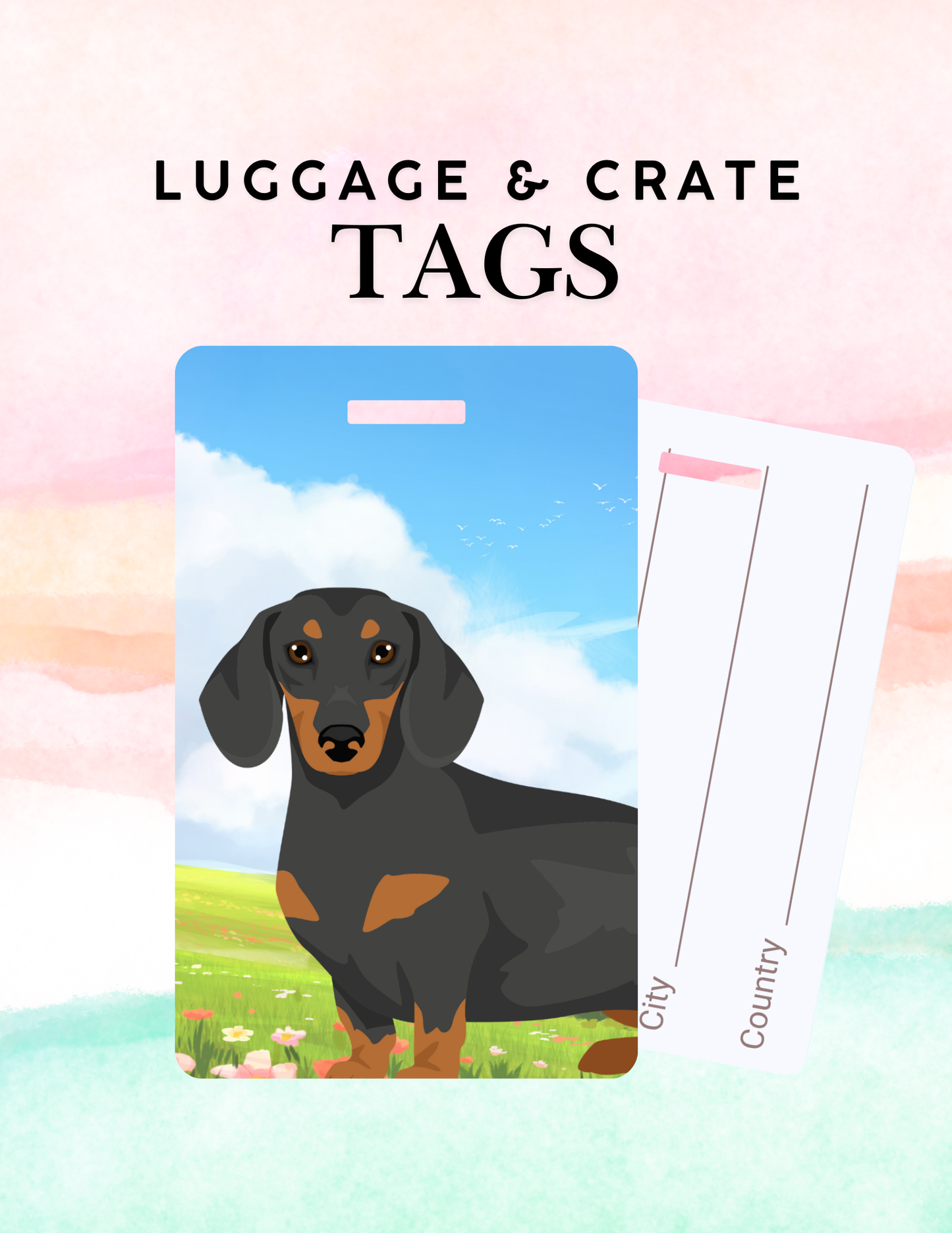 Dachshund Dog Metal Luggage/ Crate Tag