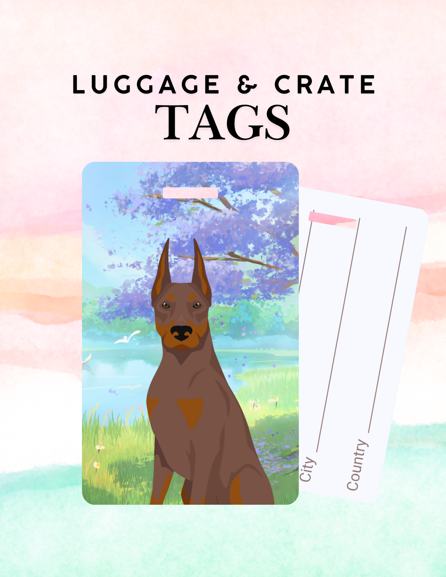 Doberman Pinscher Dog Metal Luggage/ Crate Tag