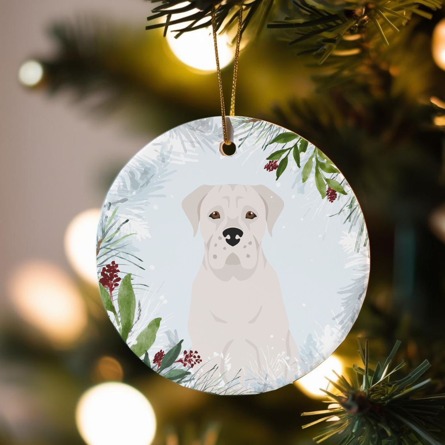 Dogo Argentino Dog Ceramic Christmas Ornaments