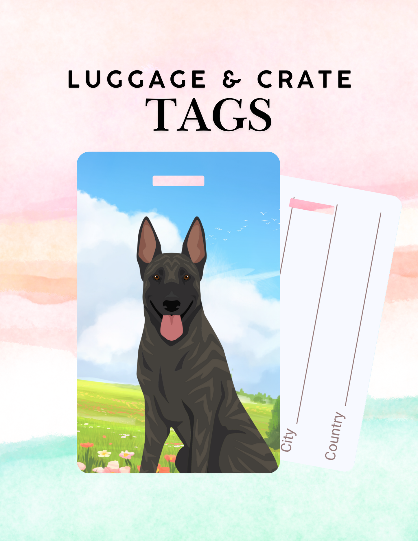Dutch Shepherd Dog Metal Luggage/ Crate Tag
