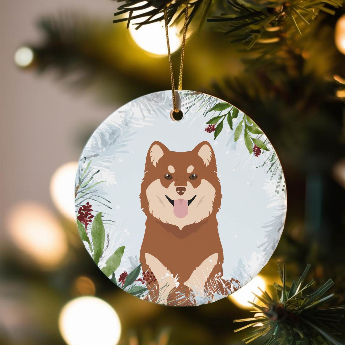 Finnish Lapphund Dog Ceramic Christmas Ornaments