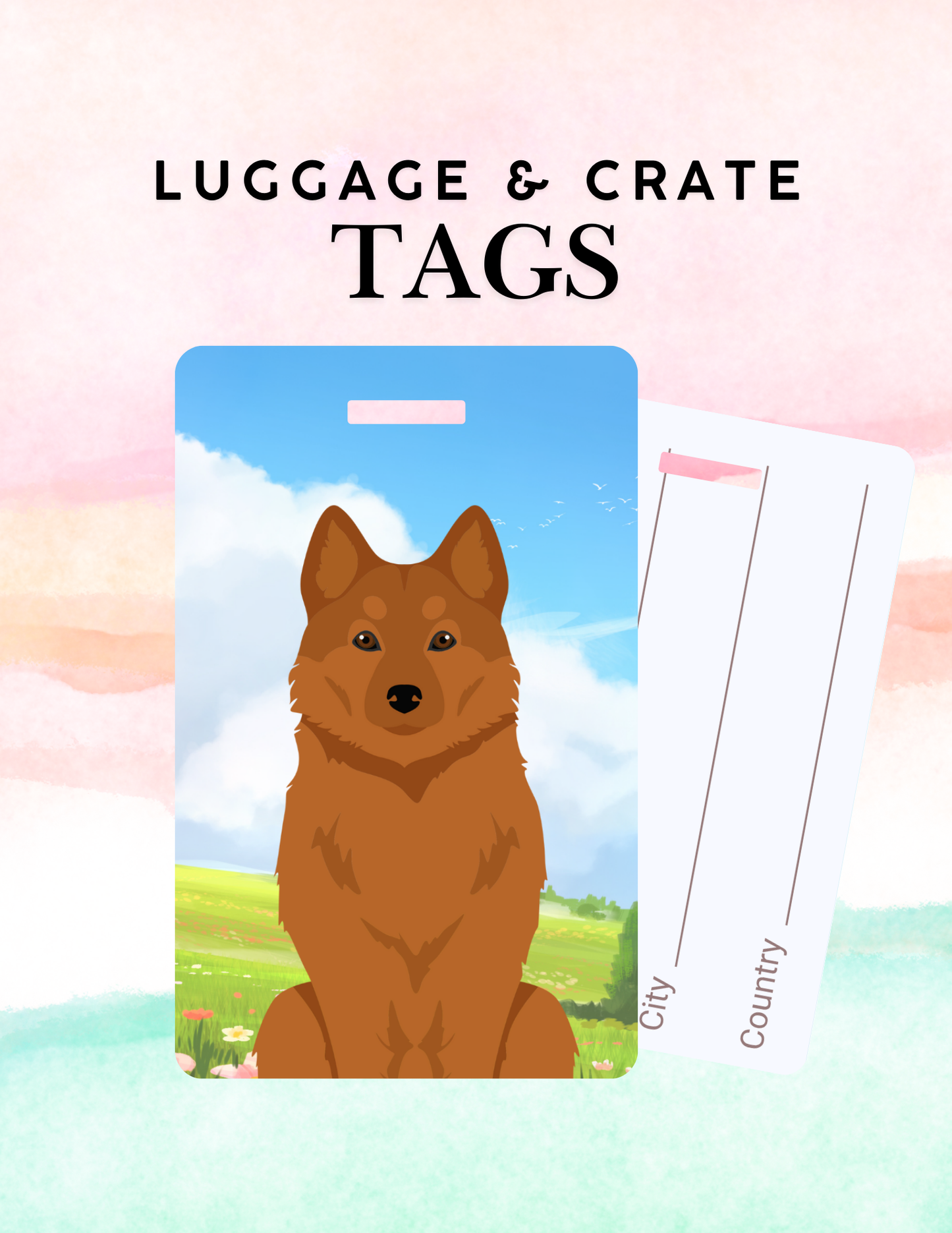 Finnish Spitz Dog Metal Luggage/ Crate Tag