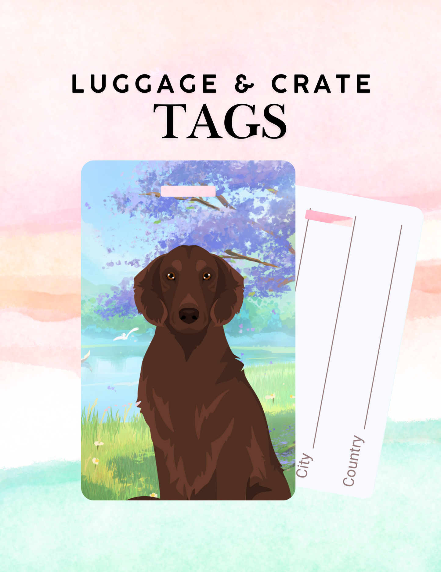 Flat Coated Retriever Dog Metal Luggage/ Crate Tag