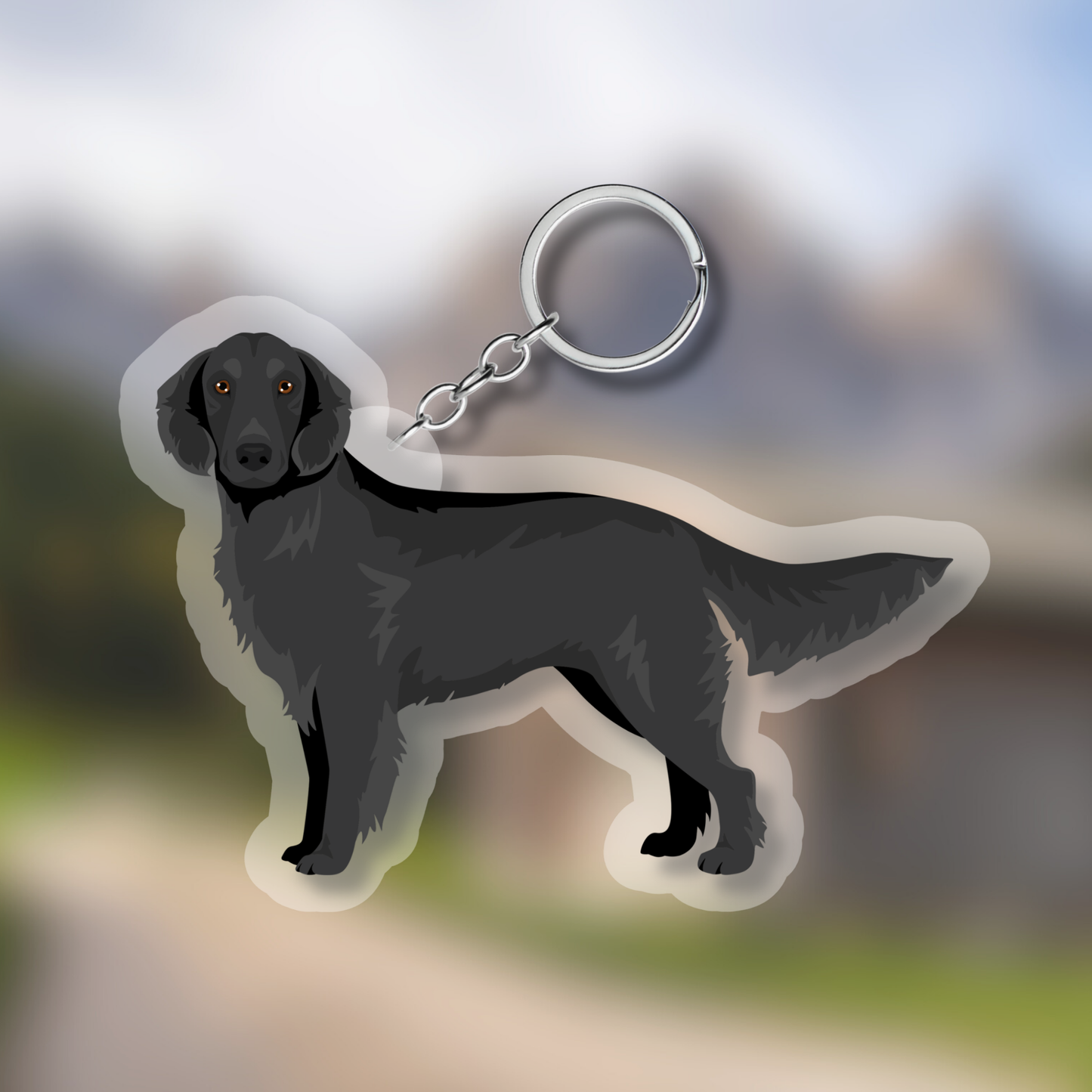 Flat Coated Retriever Dog 2.5in Acrylic Keychain
