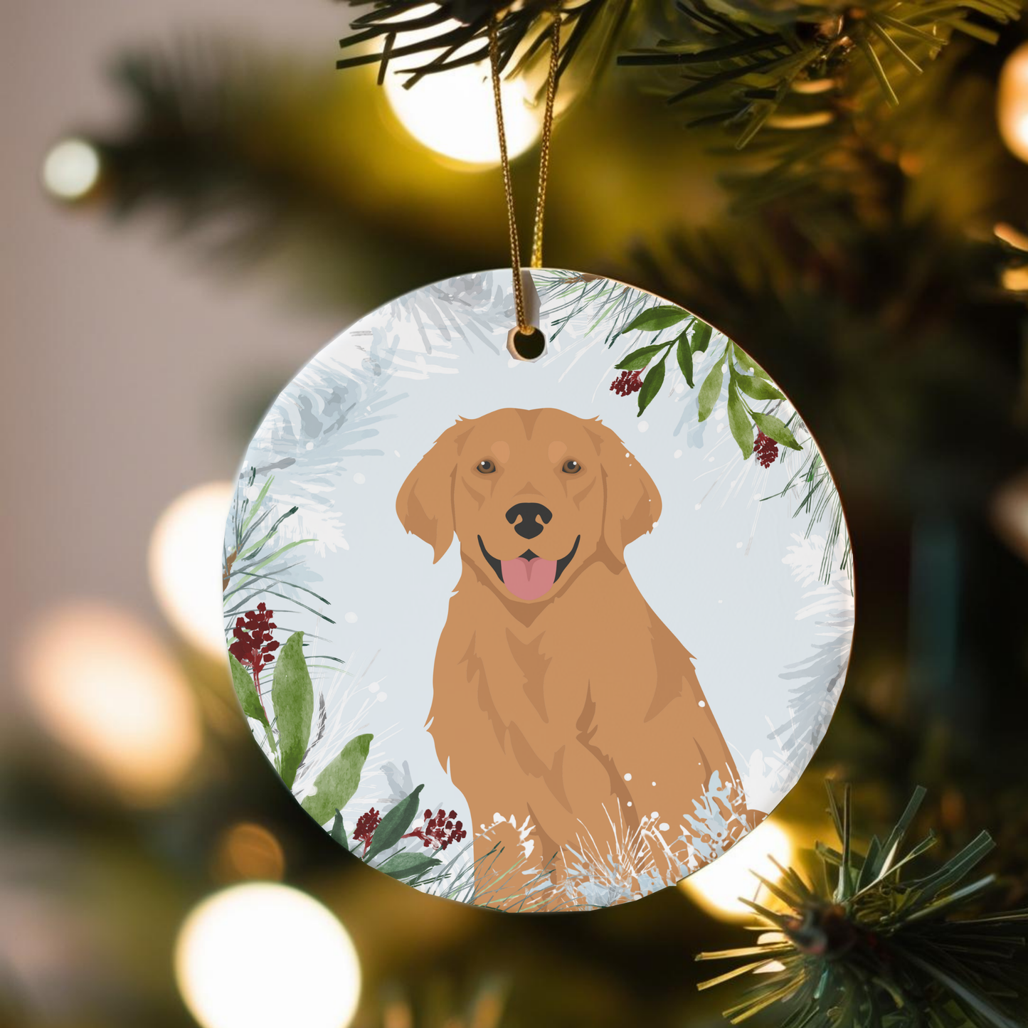 Golden Retriever Dog Ceramic Christmas Ornaments