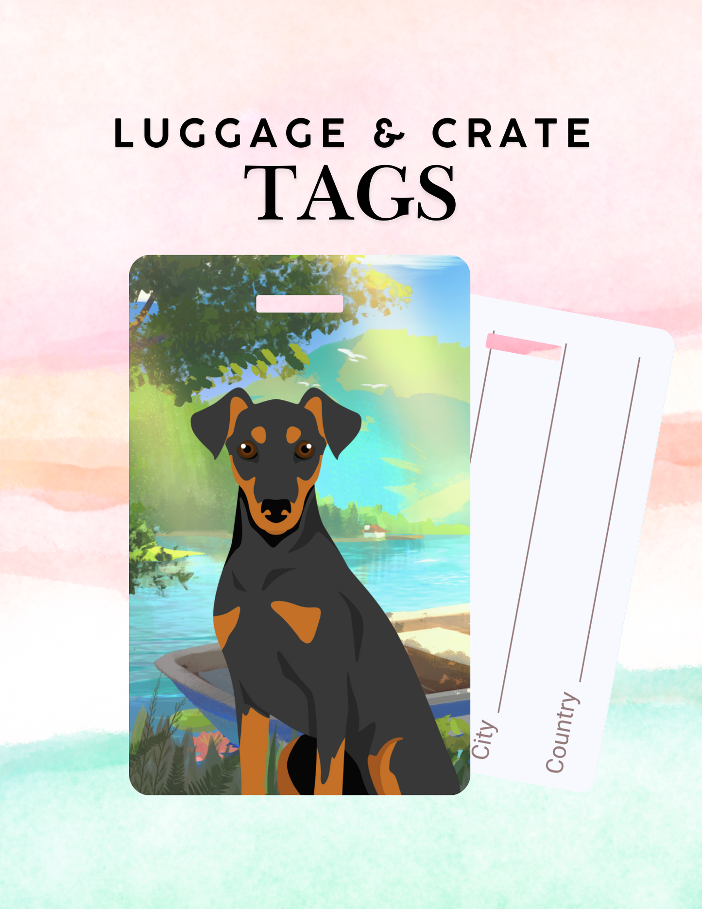 German Pinscher Dog Metal Luggage/ Crate Tag