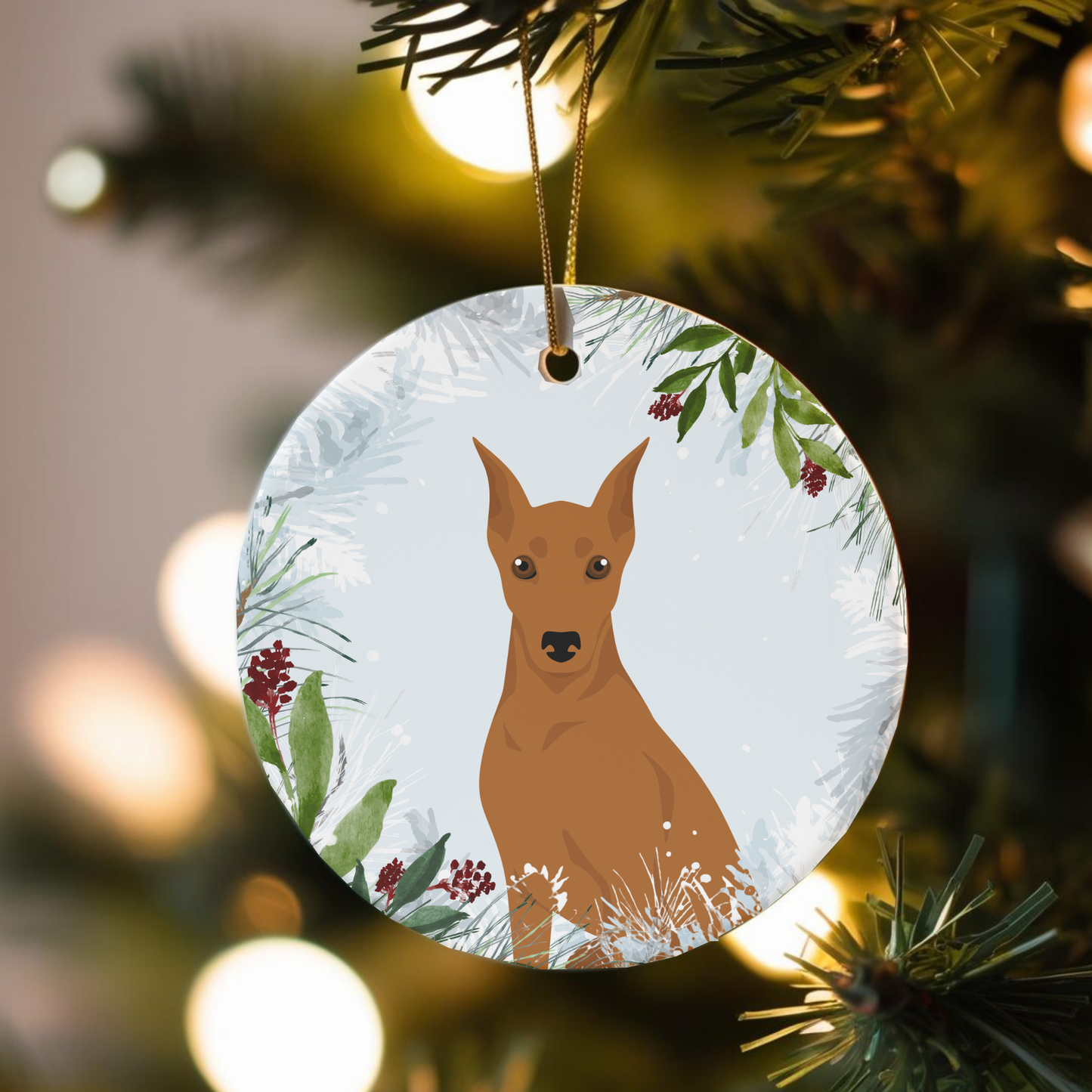 German Pinscher Dog Ceramic Christmas Ornaments