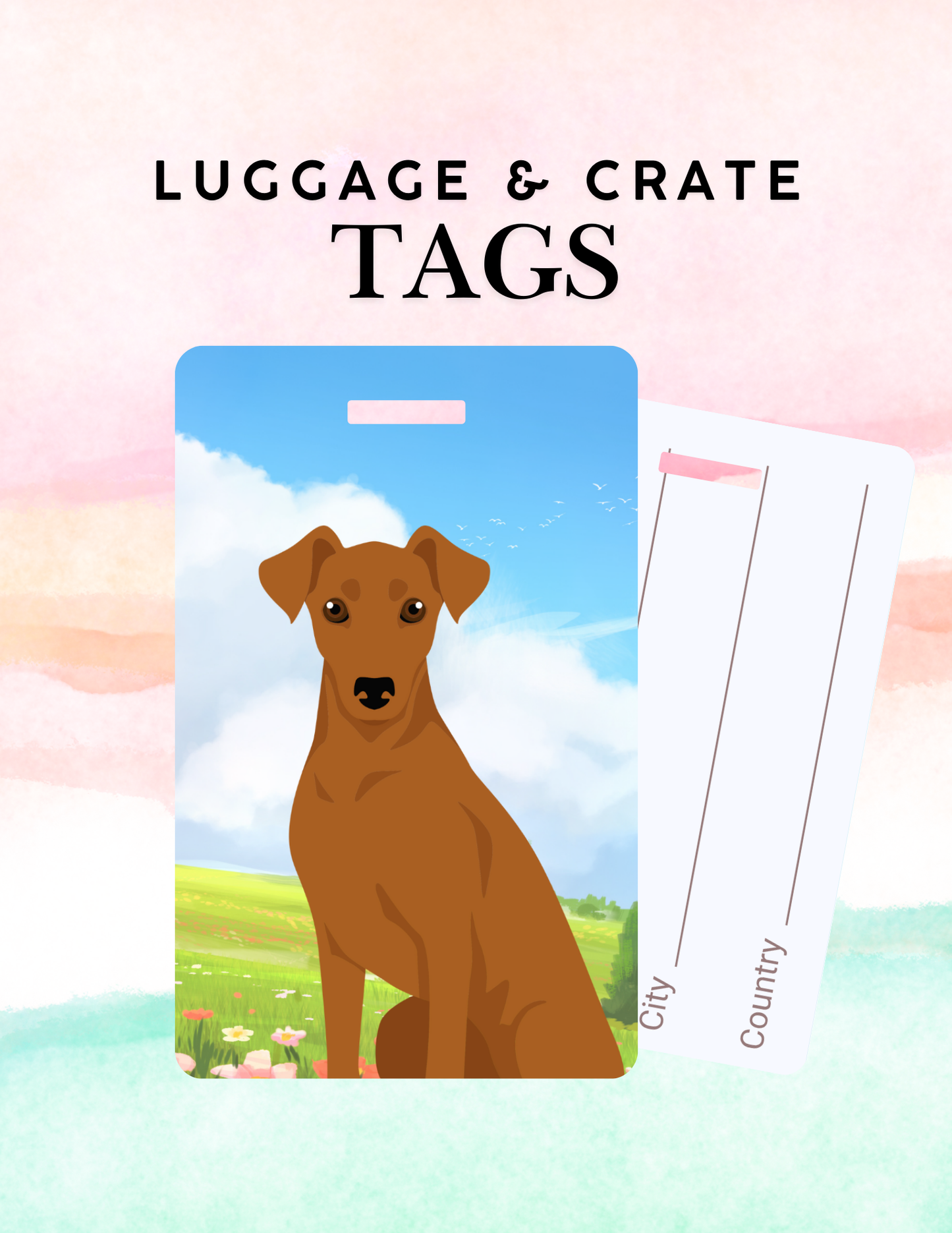 German Pinscher Dog Metal Luggage/ Crate Tag
