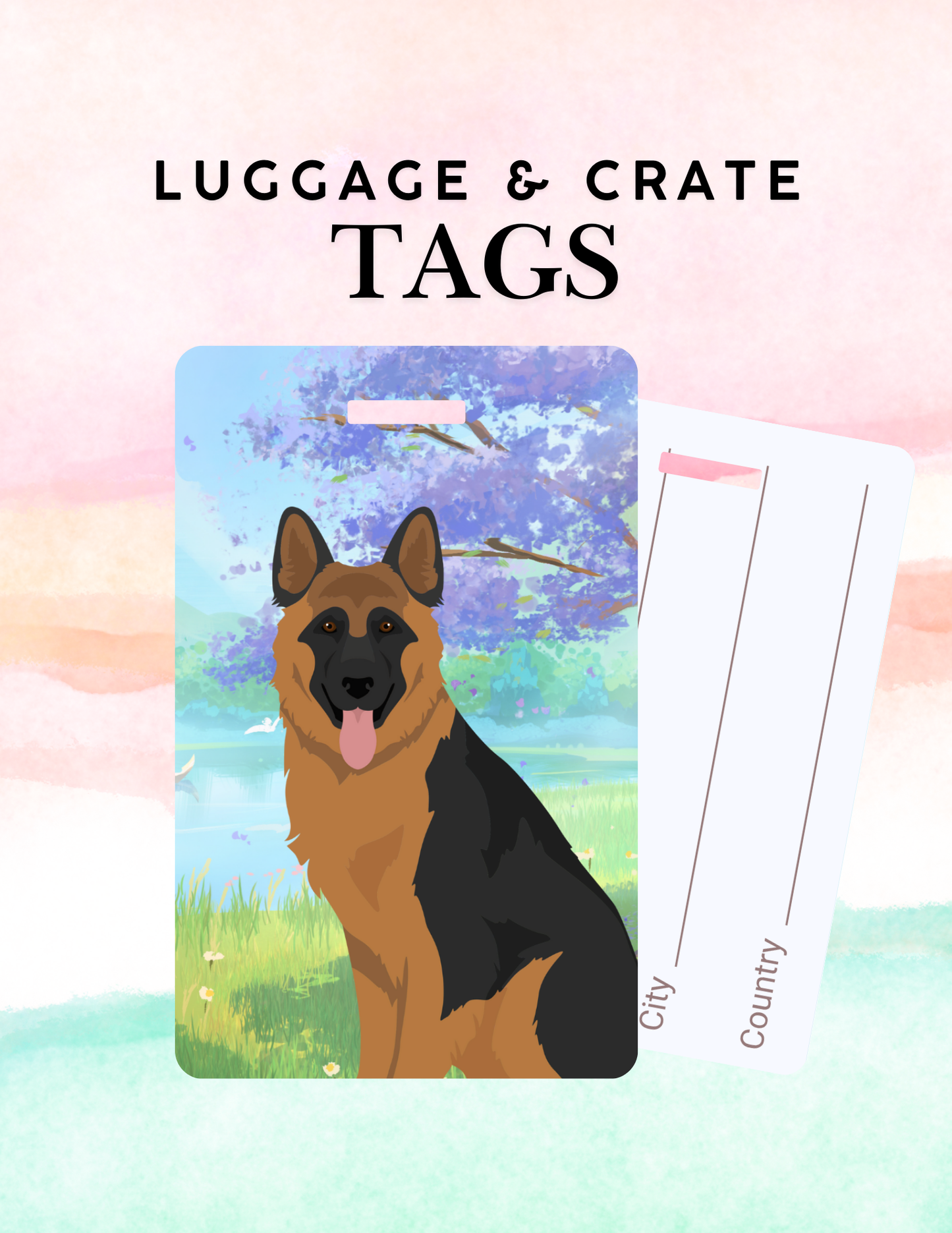 German Shepherd Dog Metal Luggage/ Crate Tag