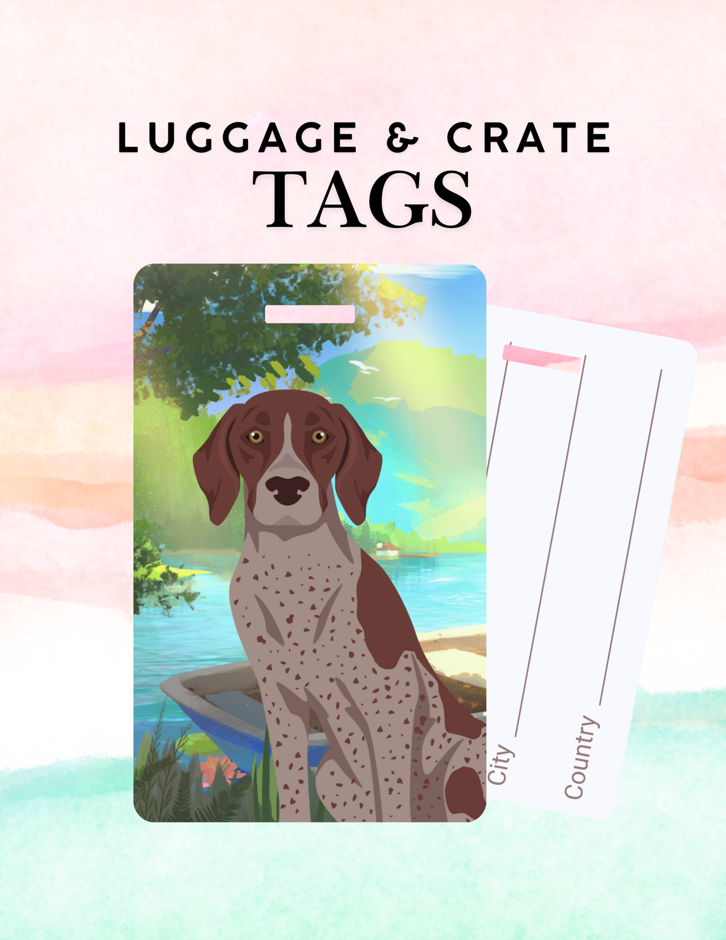 German Shorthaired Pointer Dog Metal Luggage/ Crate Tag
