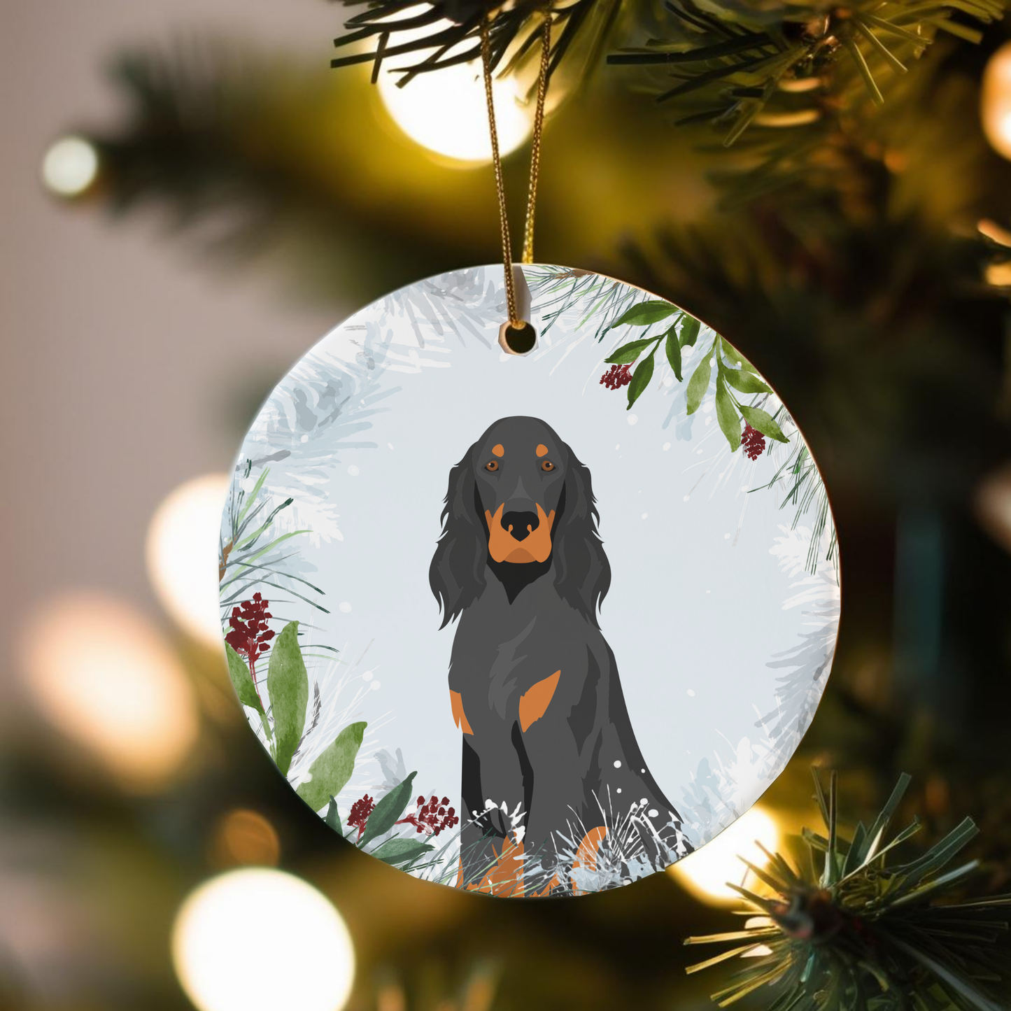 Gordon Setter Dog Ceramic Christmas Ornaments