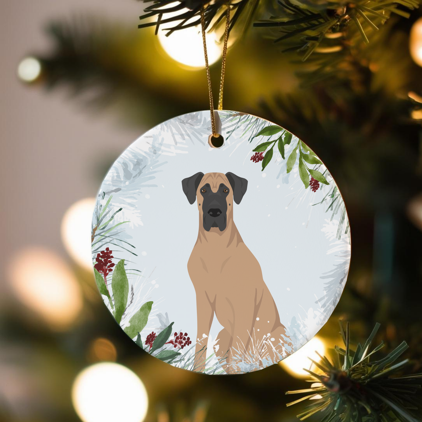 Great Dane Dog Ceramic Christmas Ornaments
