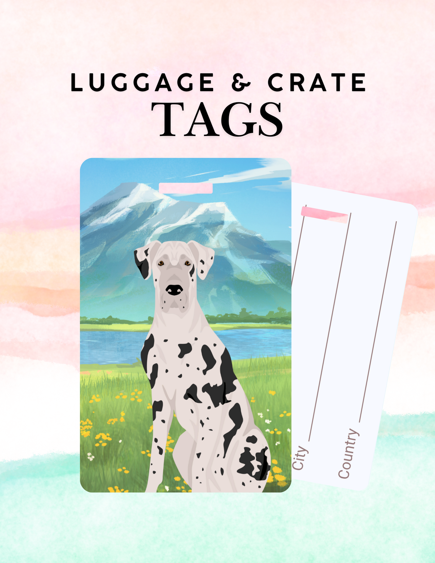 Great Dane Dog Metal Luggage/ Crate Tag