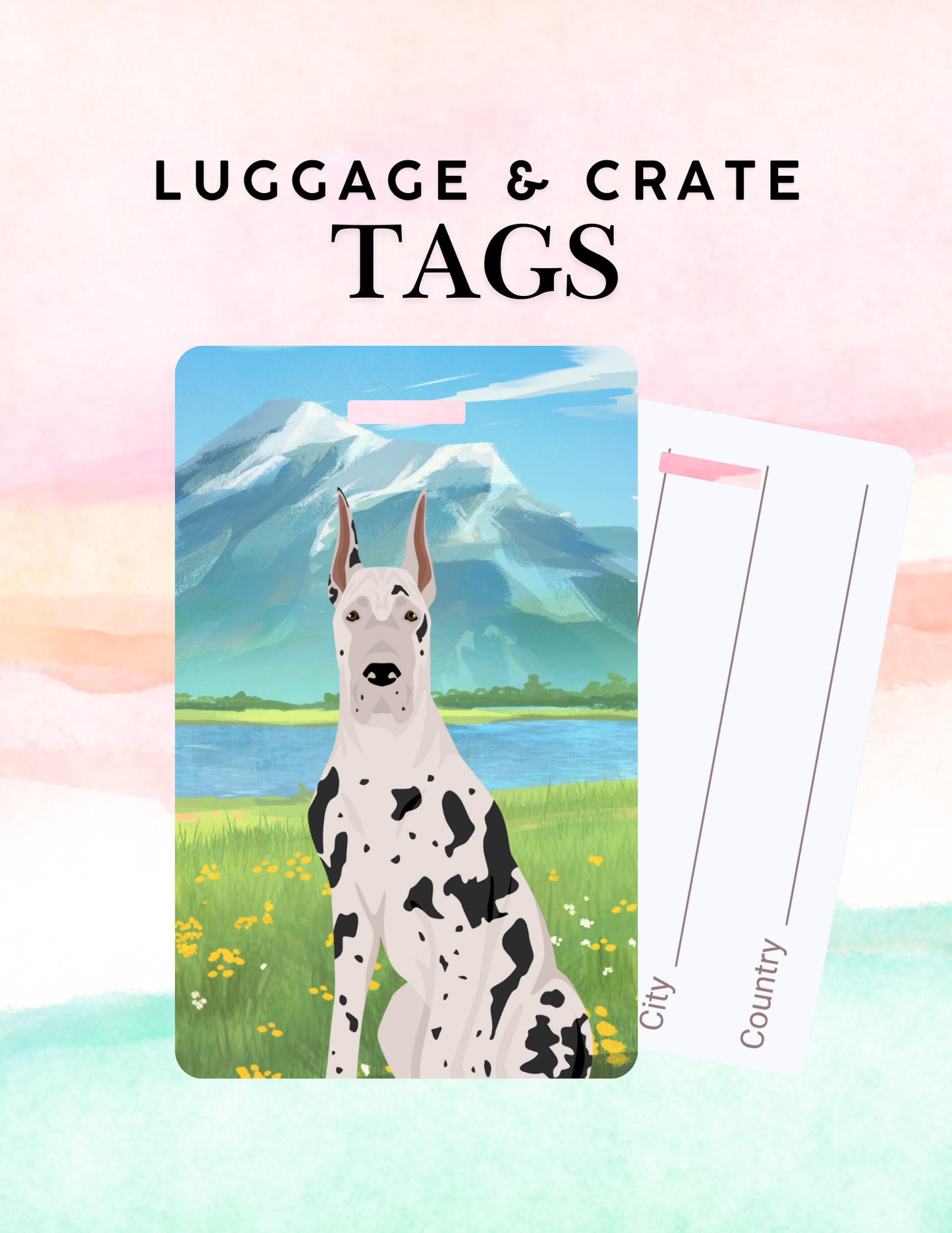 Great Dane Dog Metal Luggage/ Crate Tag