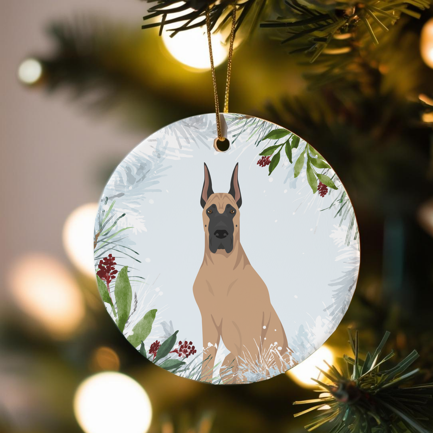 Great Dane Dog Ceramic Christmas Ornaments