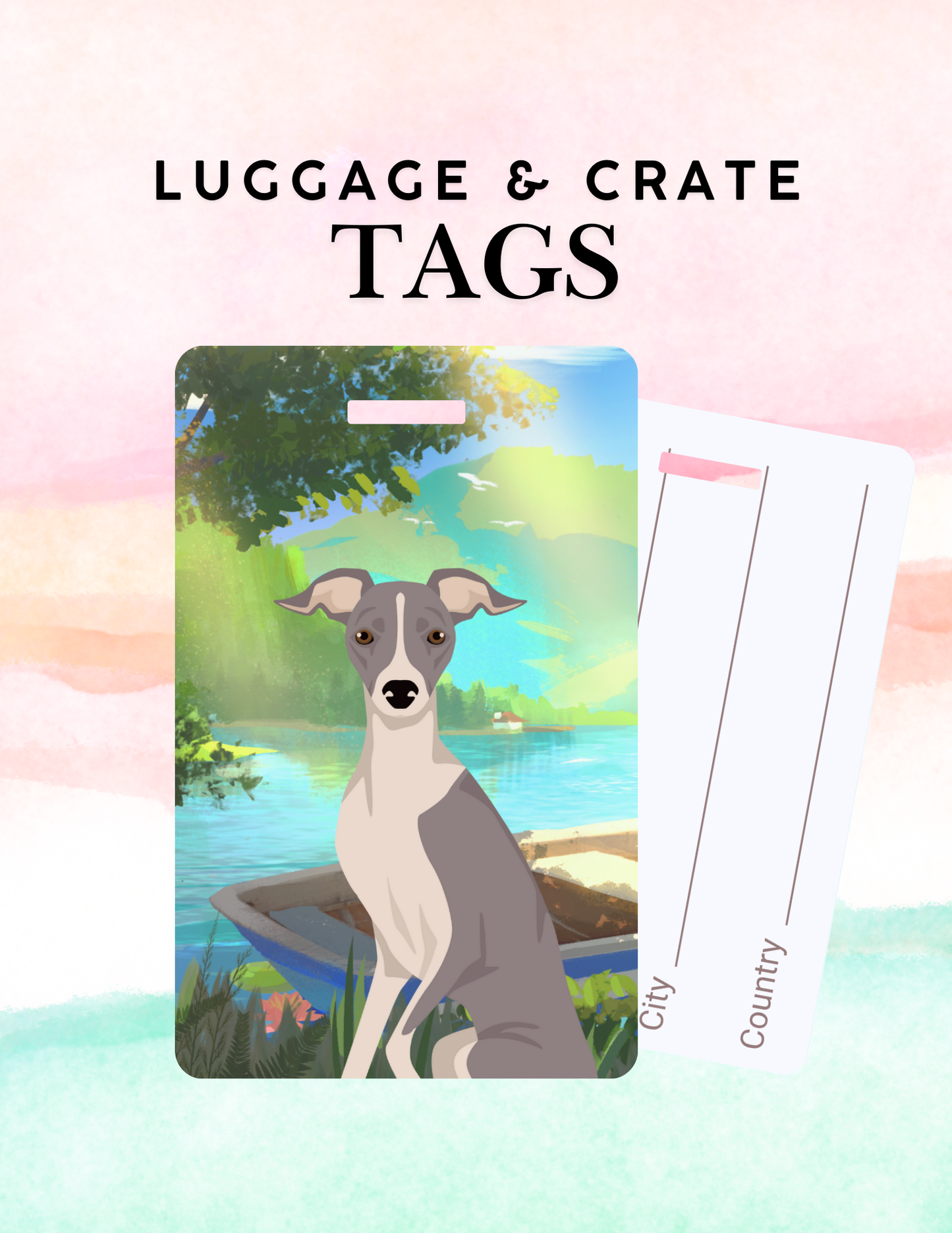 Italian Greyhound Dog Metal Luggage/ Crate Tag