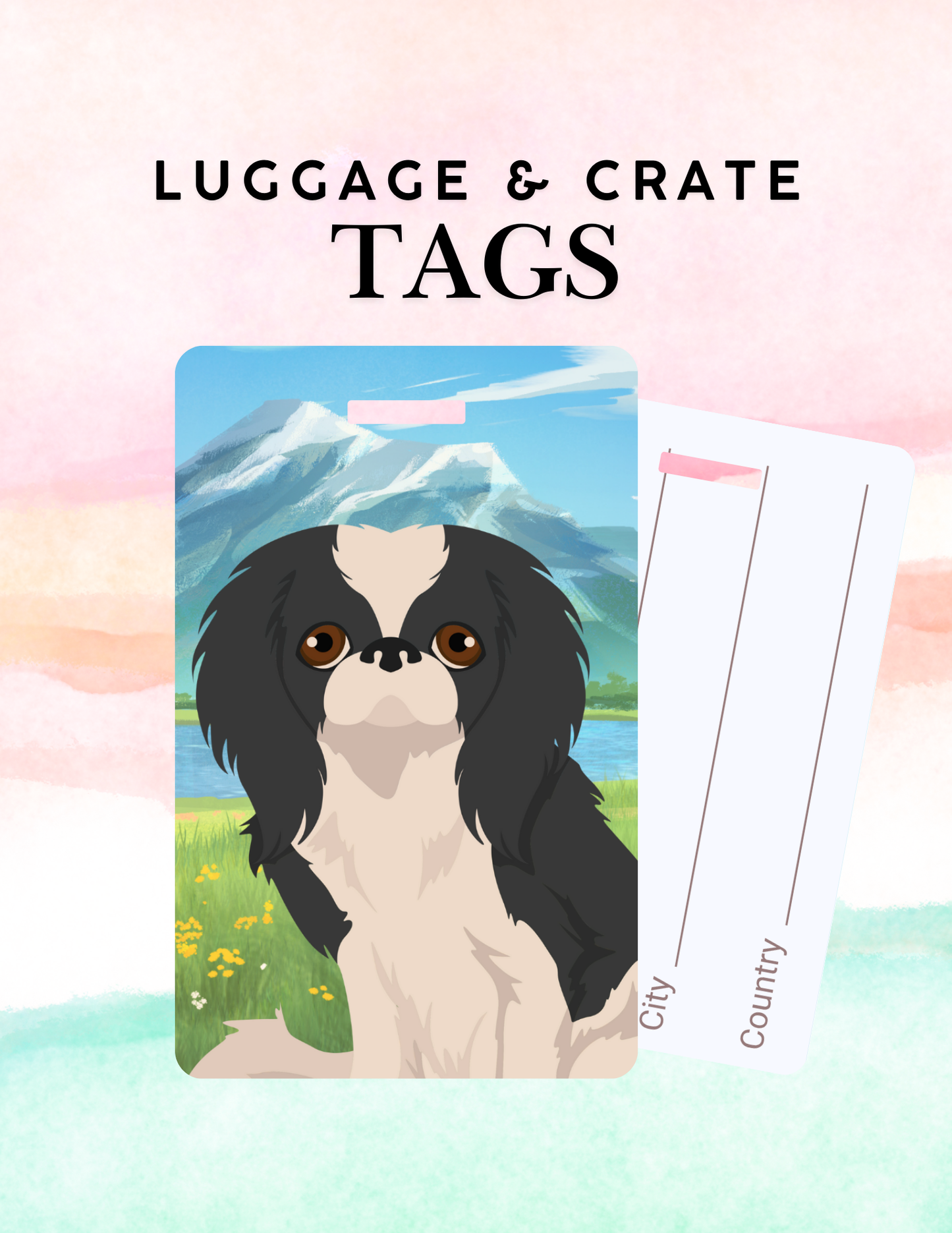 Japanese Chin Dog Metal Luggage/ Crate Tag