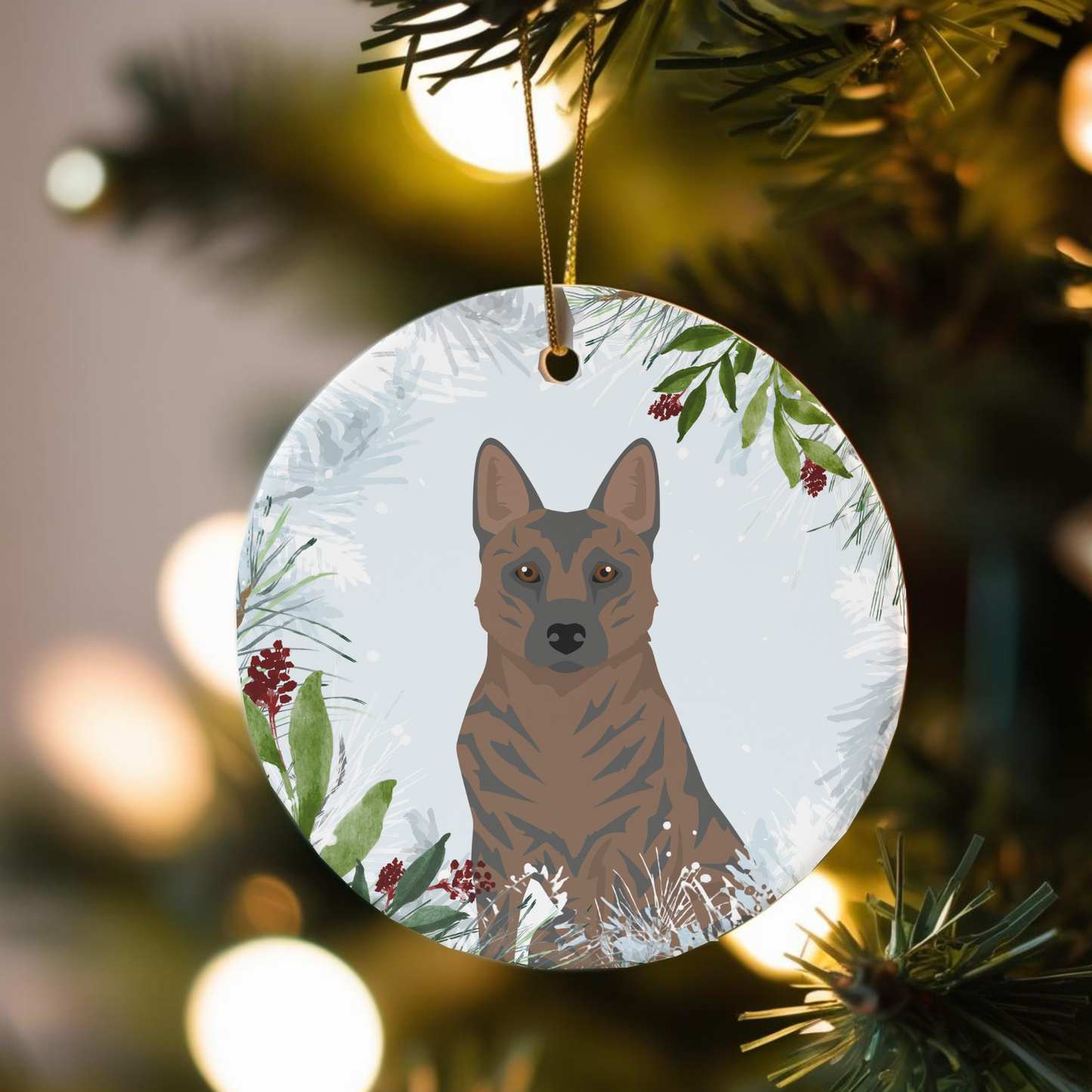 Kai Ken Dog Ceramic Christmas Ornaments