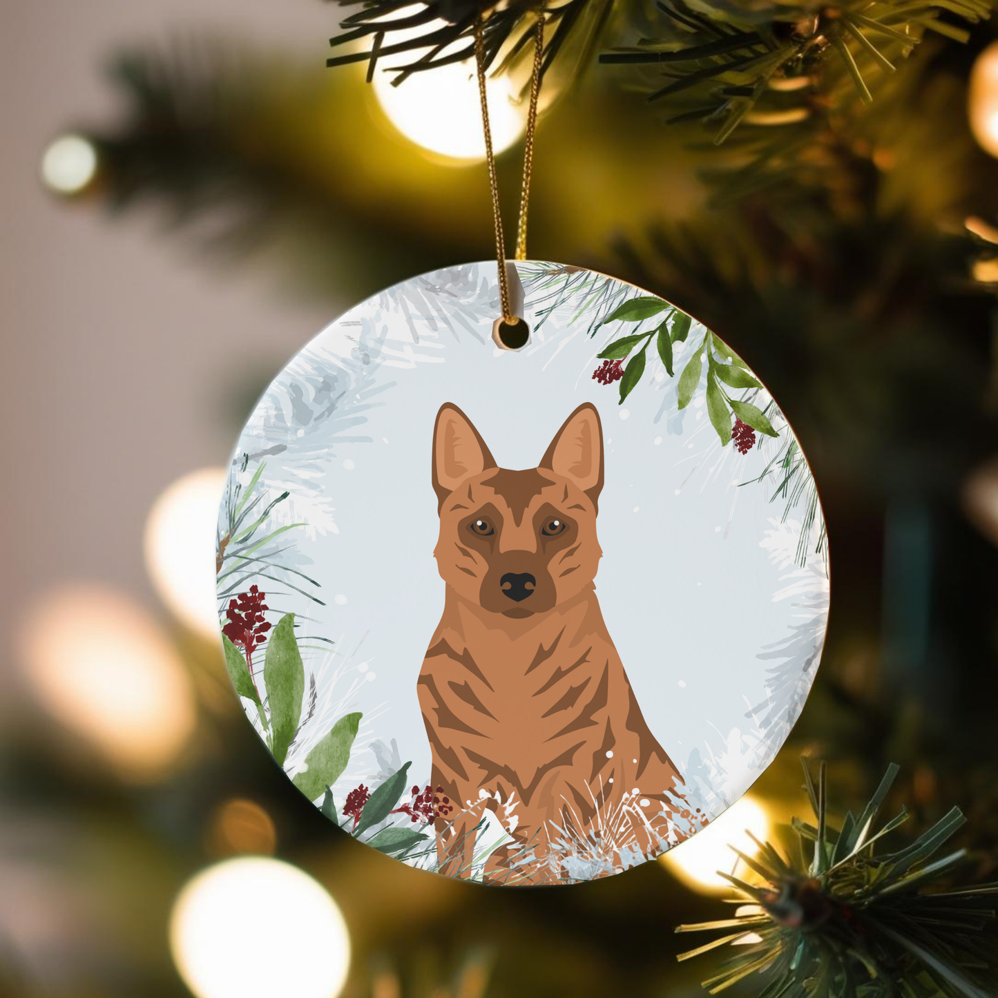 Kai Ken Dog Ceramic Christmas Ornaments