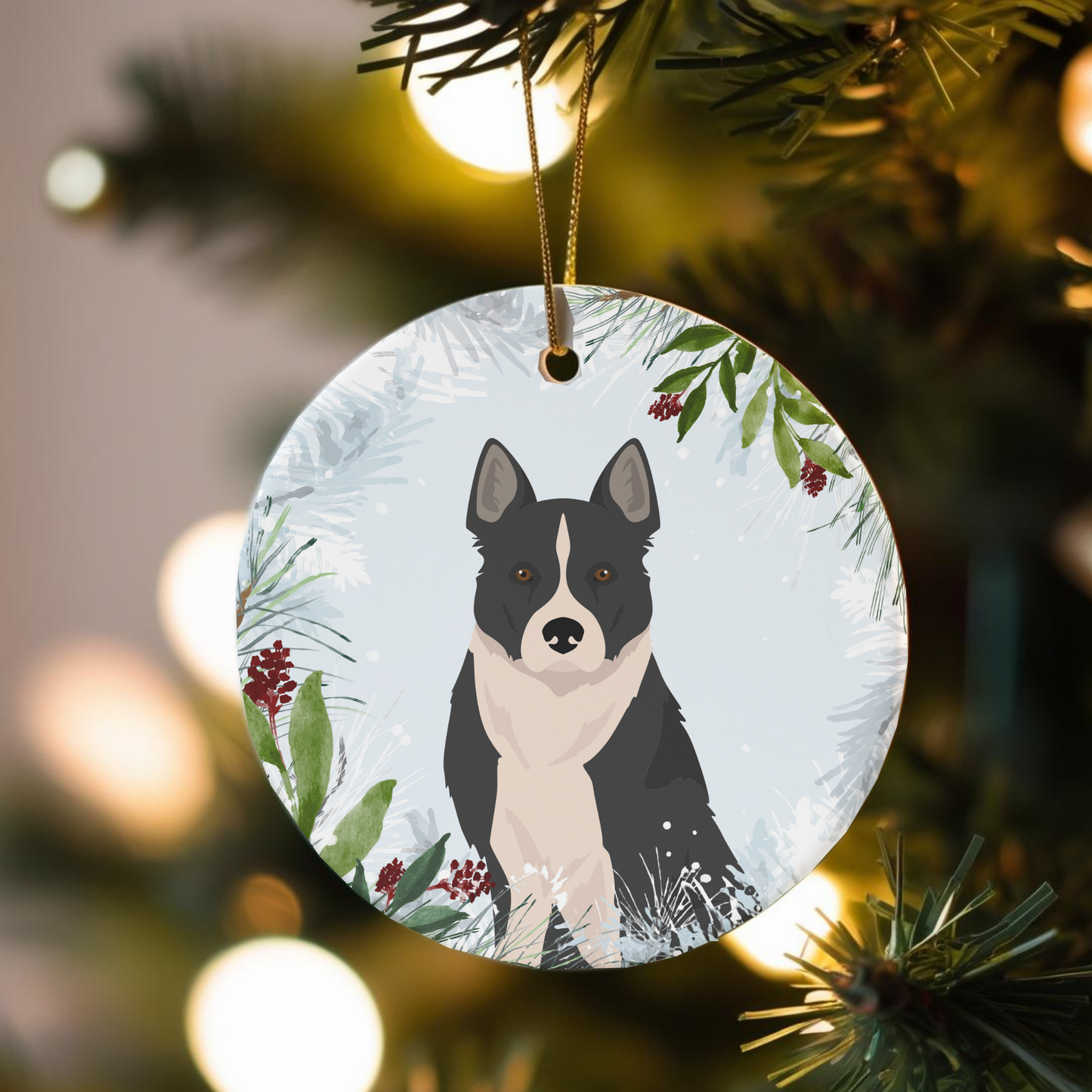 Karelian Bear Dog Dog Ceramic Christmas Ornaments