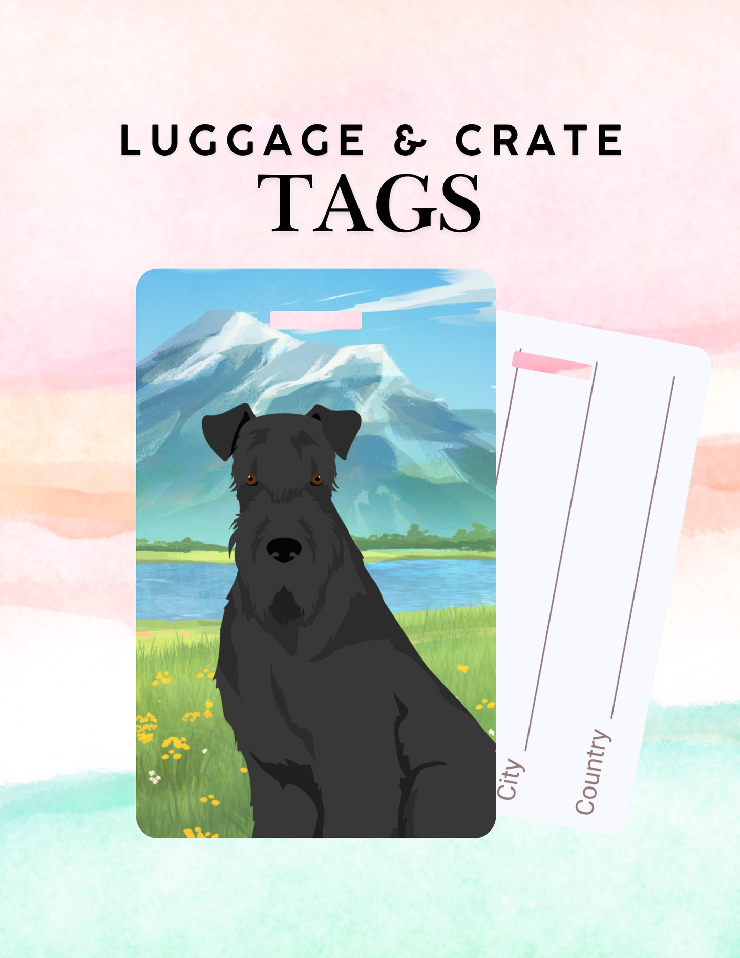 Kerry Blue Terrier Dog Metal Luggage/ Crate Tag