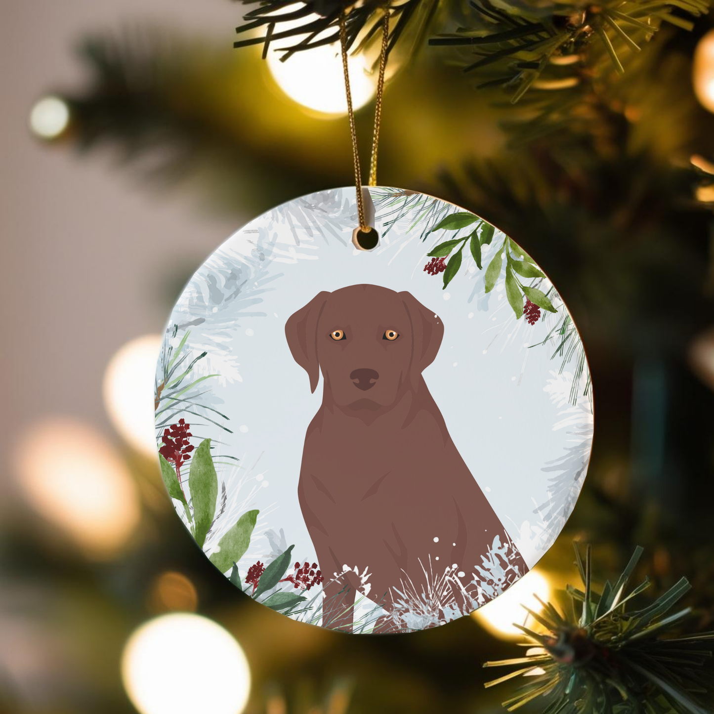 Labrador Retriever Dog Ceramic Christmas Ornaments
