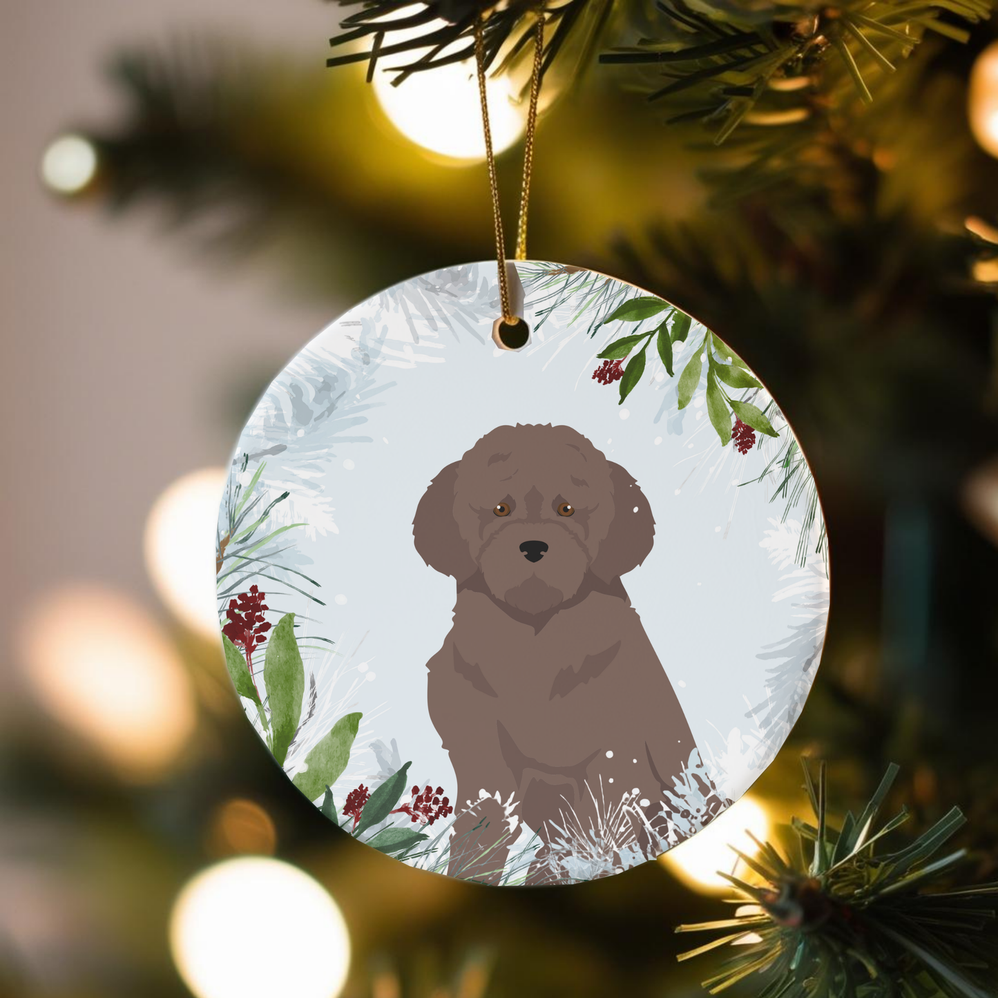 Lagotto Romagnolo Dog Ceramic Christmas Ornaments