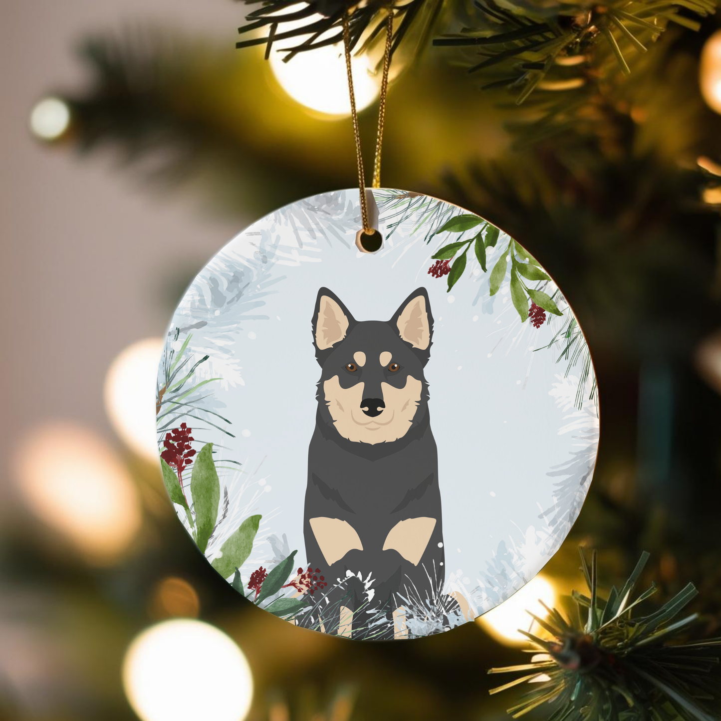 Lapponian Herder Dog Ceramic Christmas Ornaments