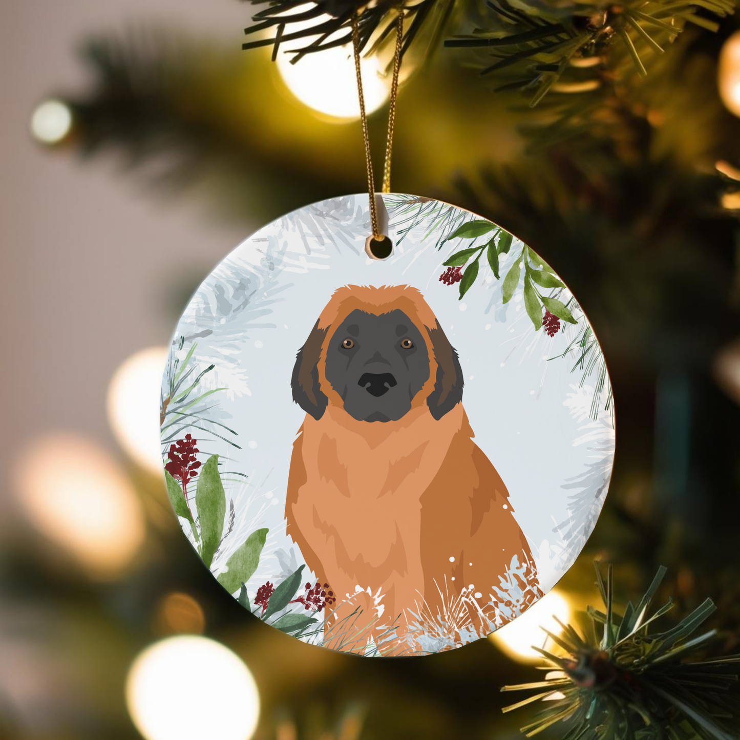 Leonberger Dog Ceramic Christmas Ornaments