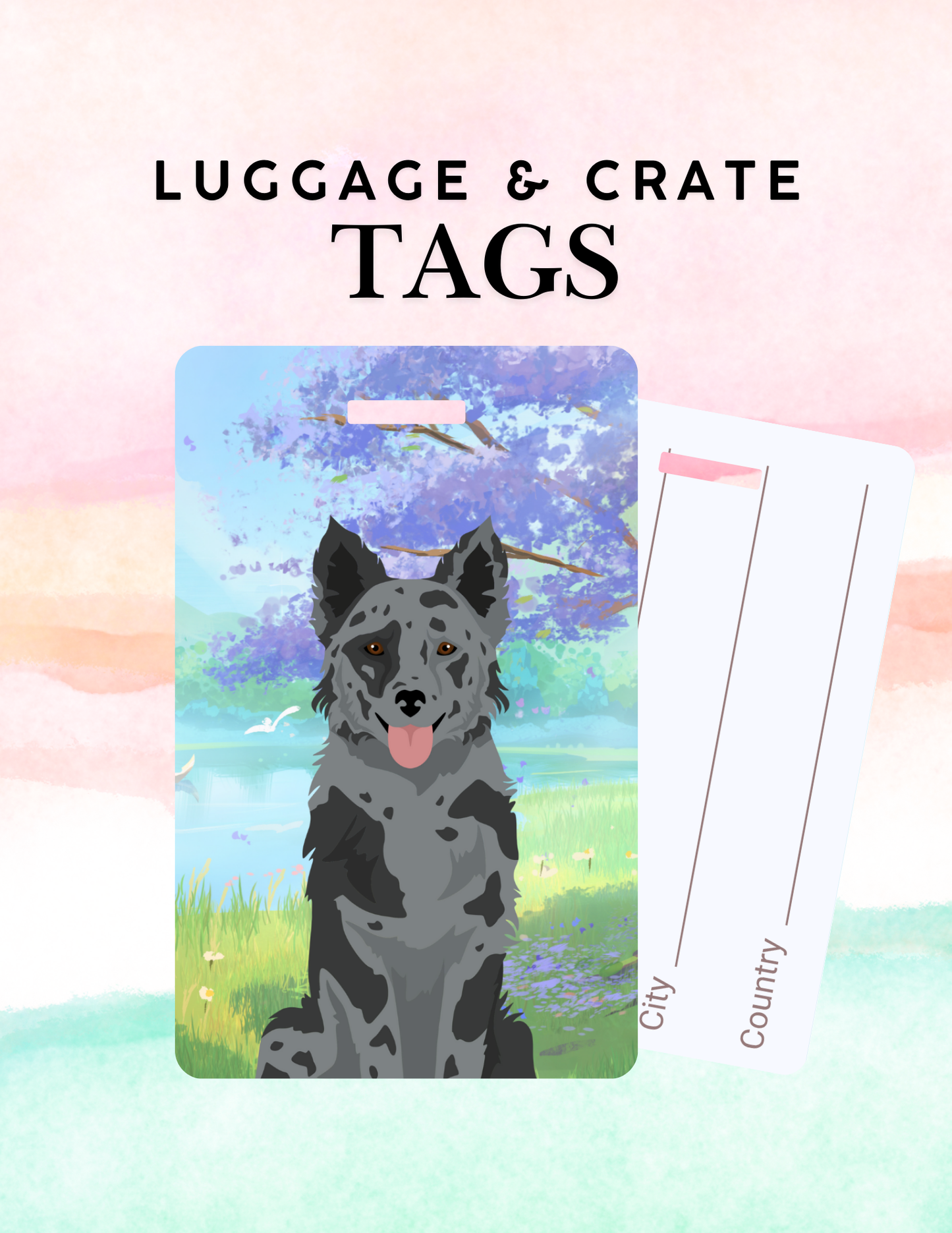 Mudi Dog Metal Luggage/ Crate Tag