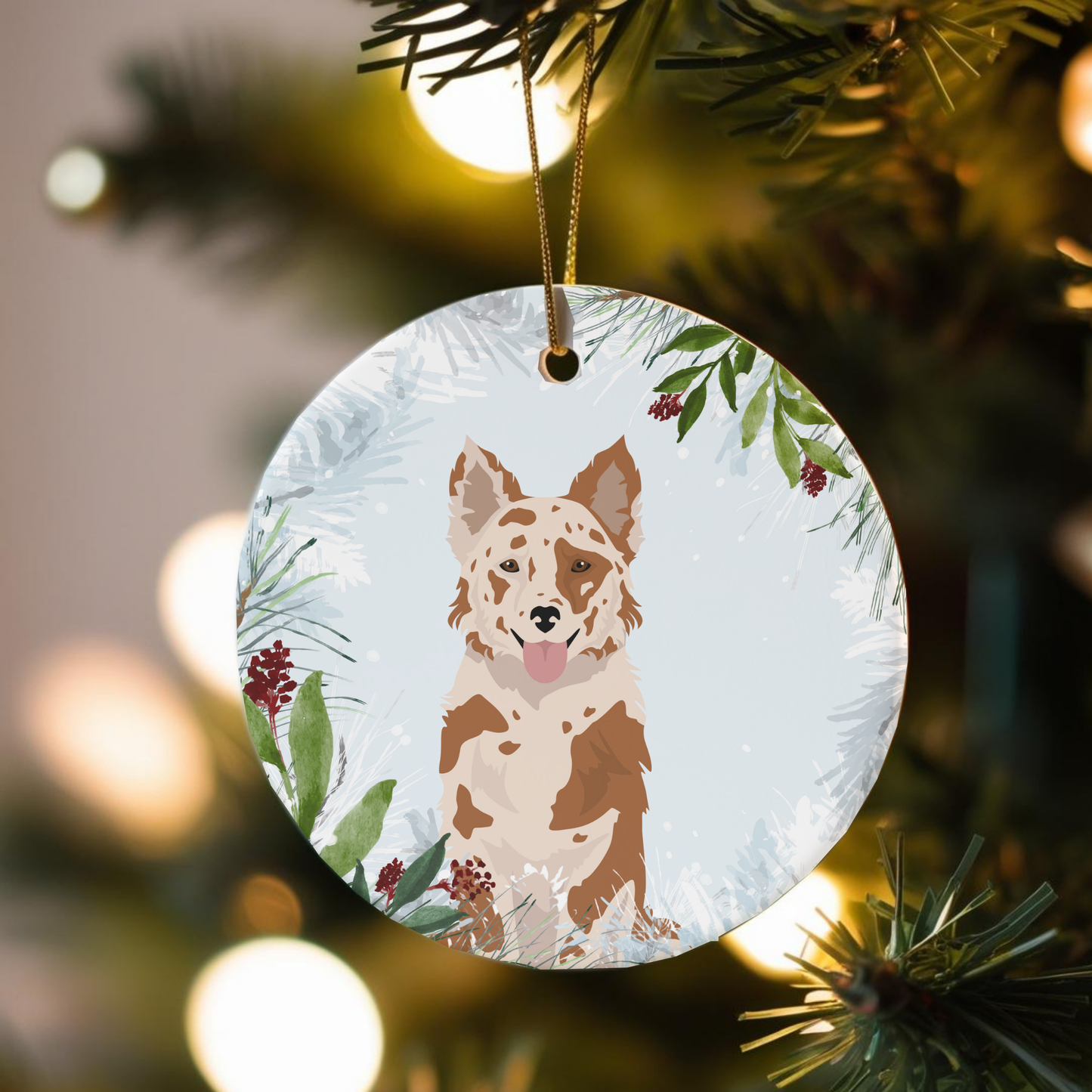 Mudi Dog Ceramic Christmas Ornaments