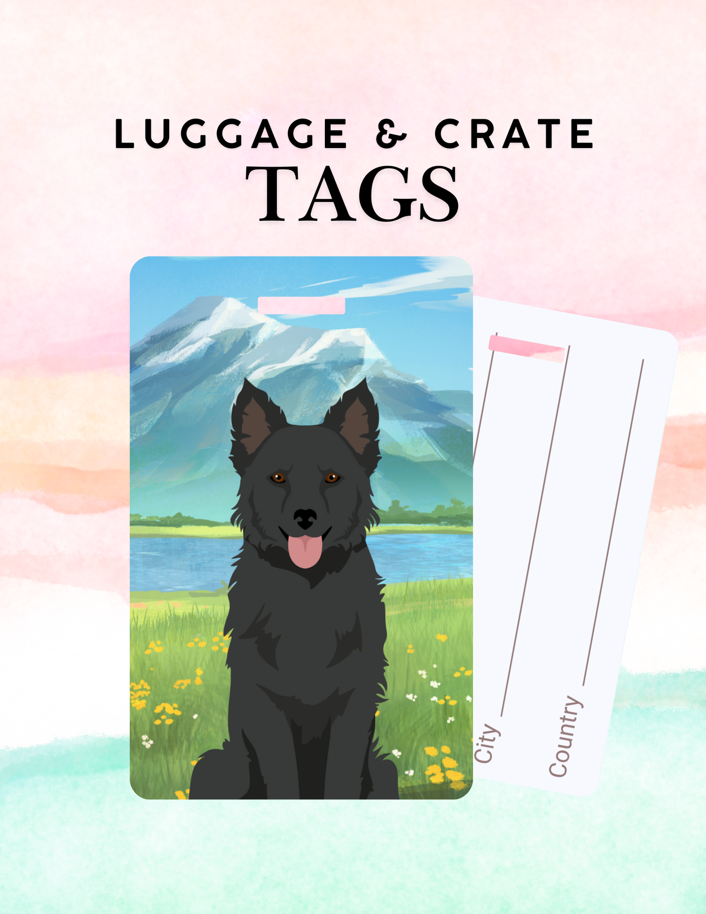 Mudi Dog Metal Luggage/ Crate Tag