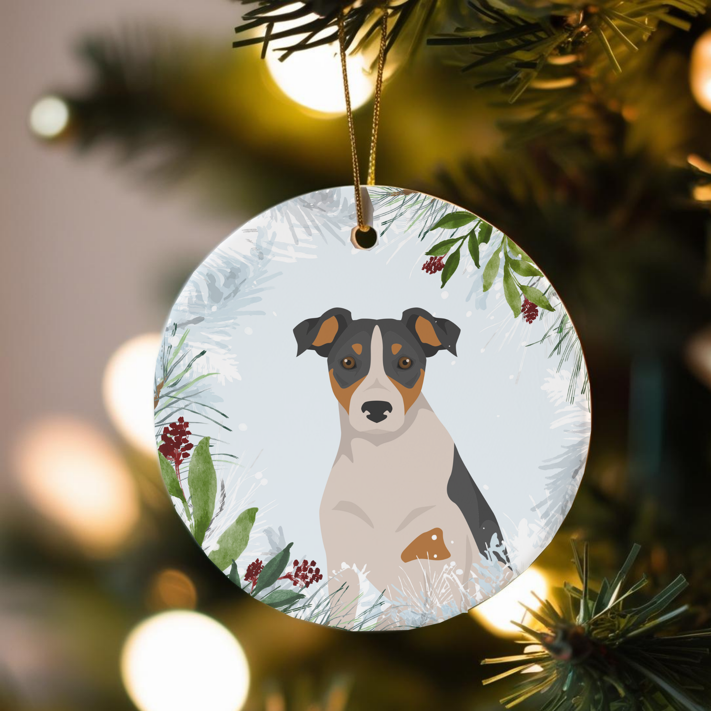 Parson Russell Terrier Dog Ceramic Christmas Ornaments