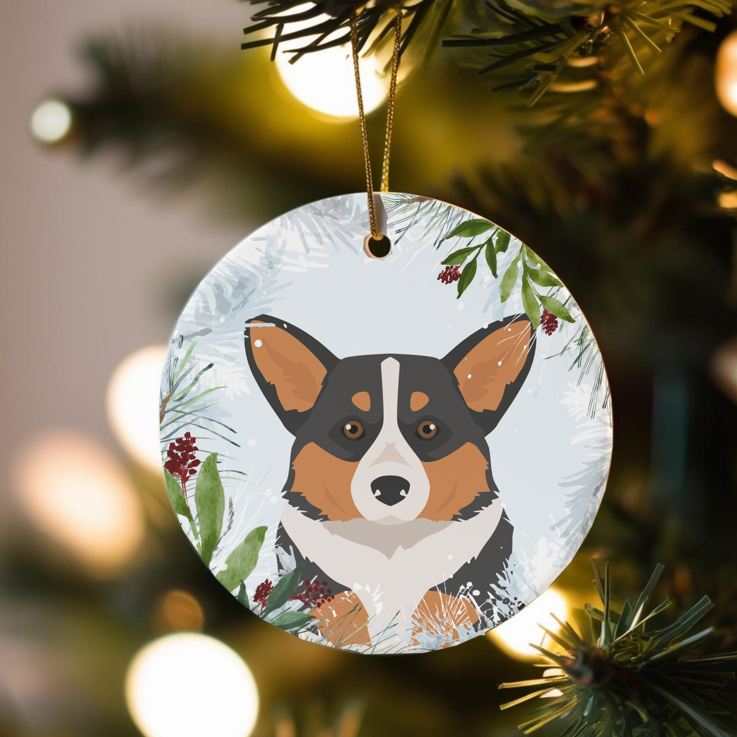 Pembroke Welsh Corgi Dog Ceramic Christmas Ornaments