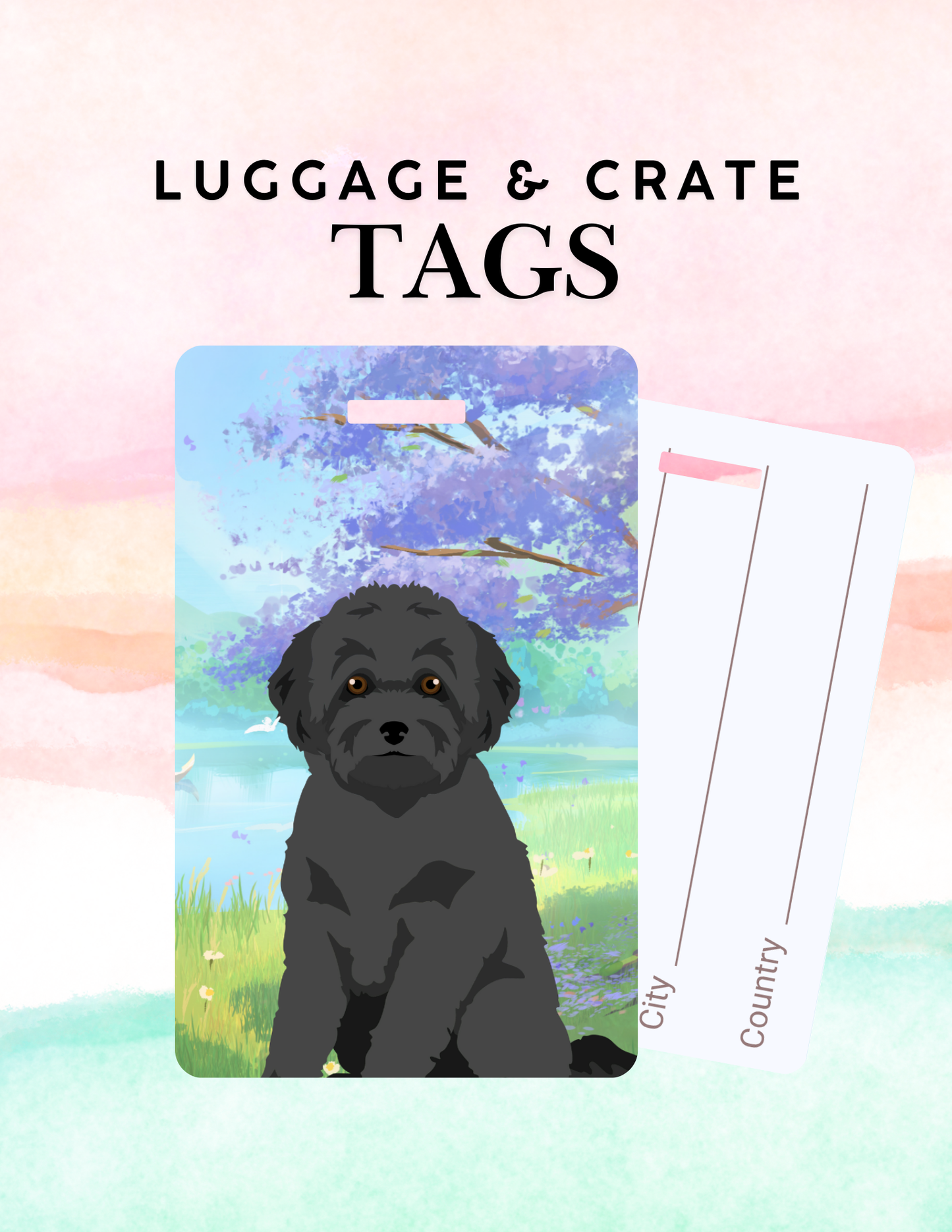 Poodle Dog Metal Luggage/ Crate Tag