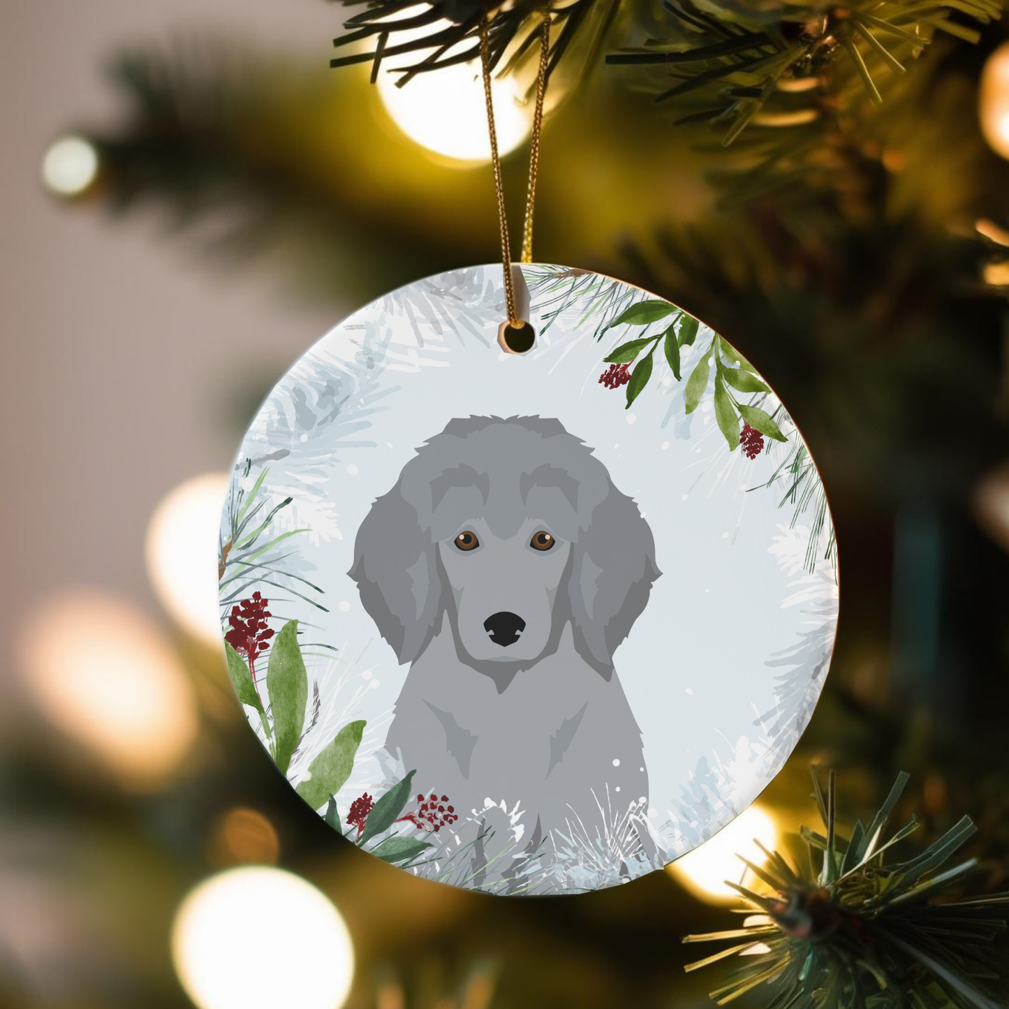 Poodle Dog Ceramic Christmas Ornaments